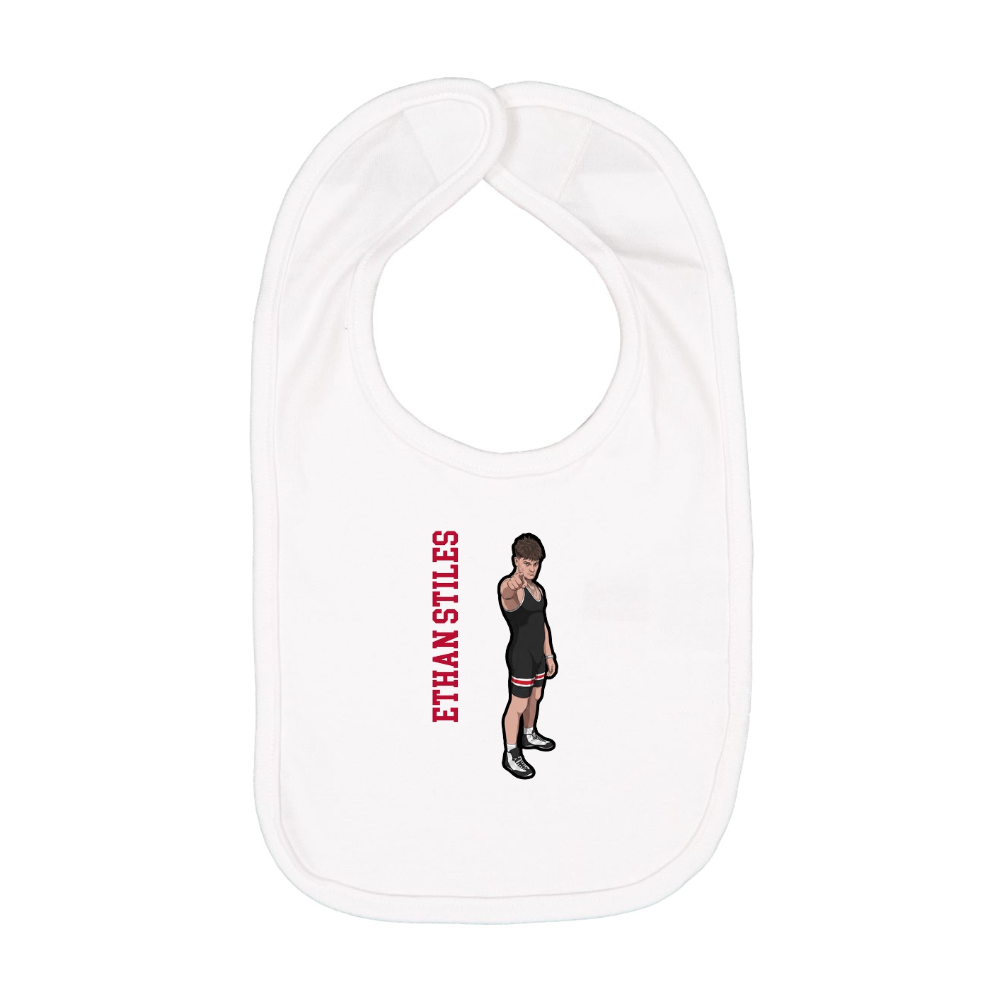 Infant Bib — Name Vertical in White