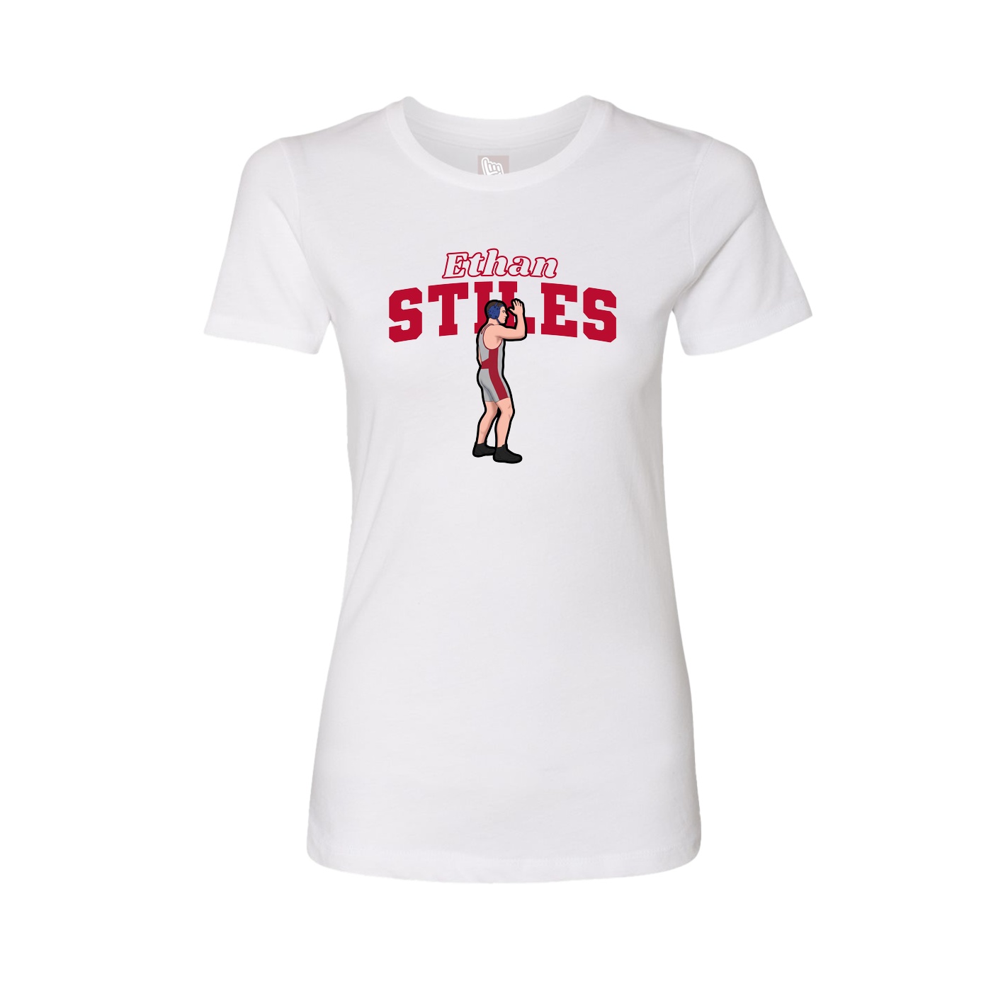 Fitted Women's Tee — Name Arch in White