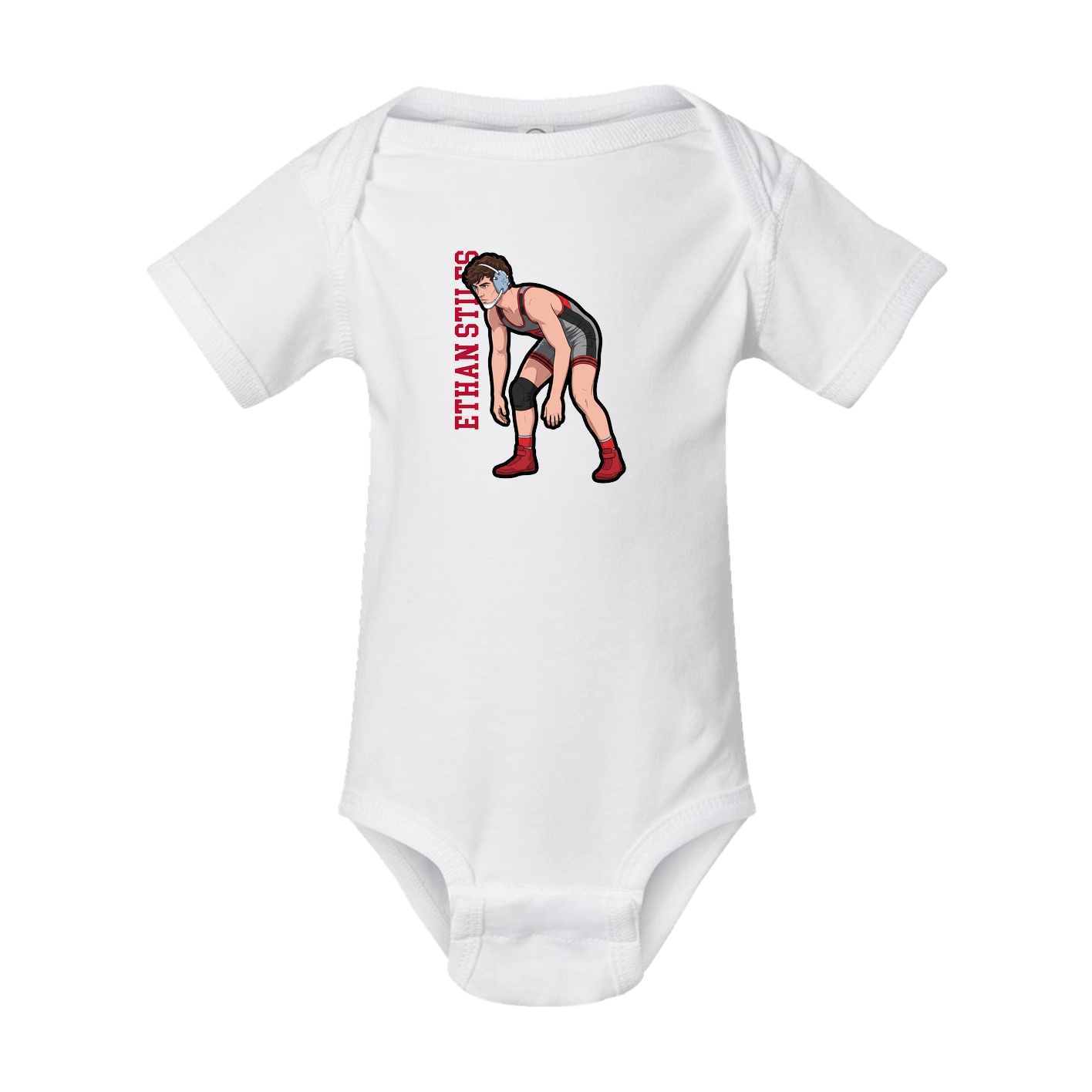Baby Onesie — Name Vertical in White