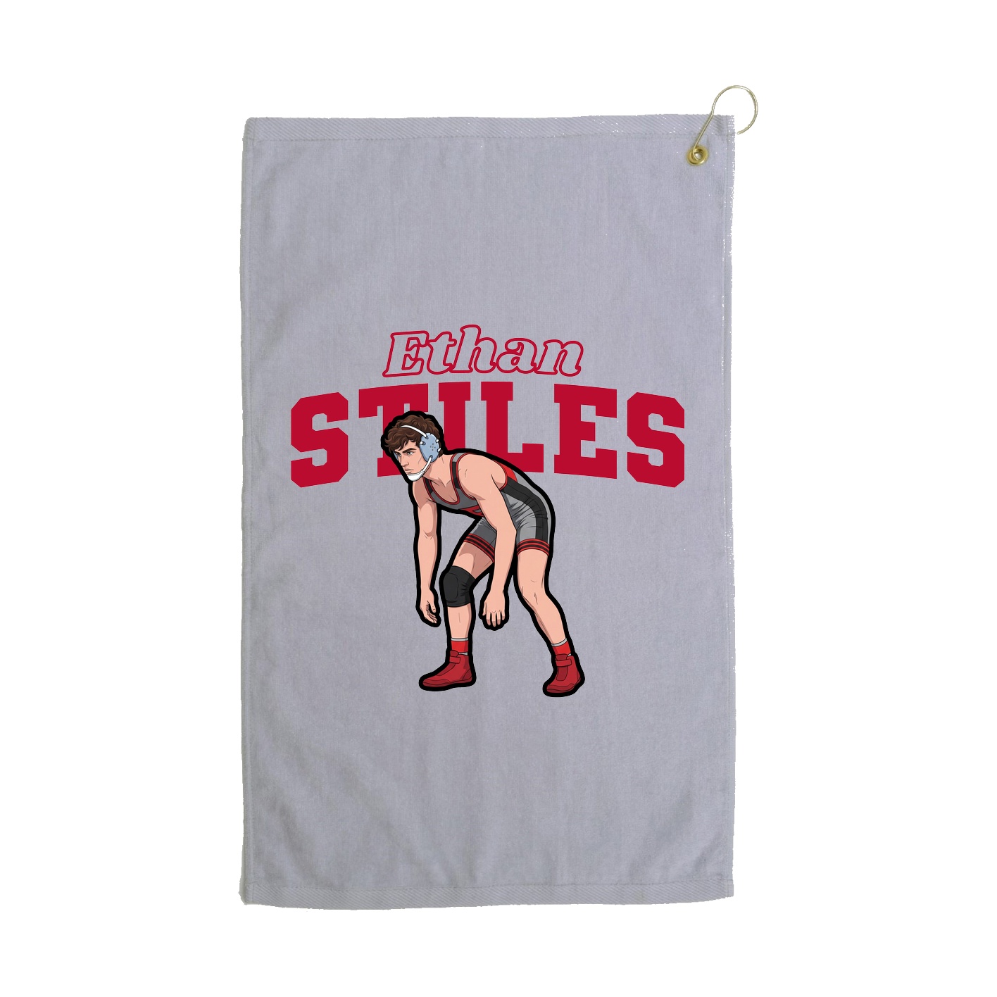 Golf Towel — Name Arch in Grey