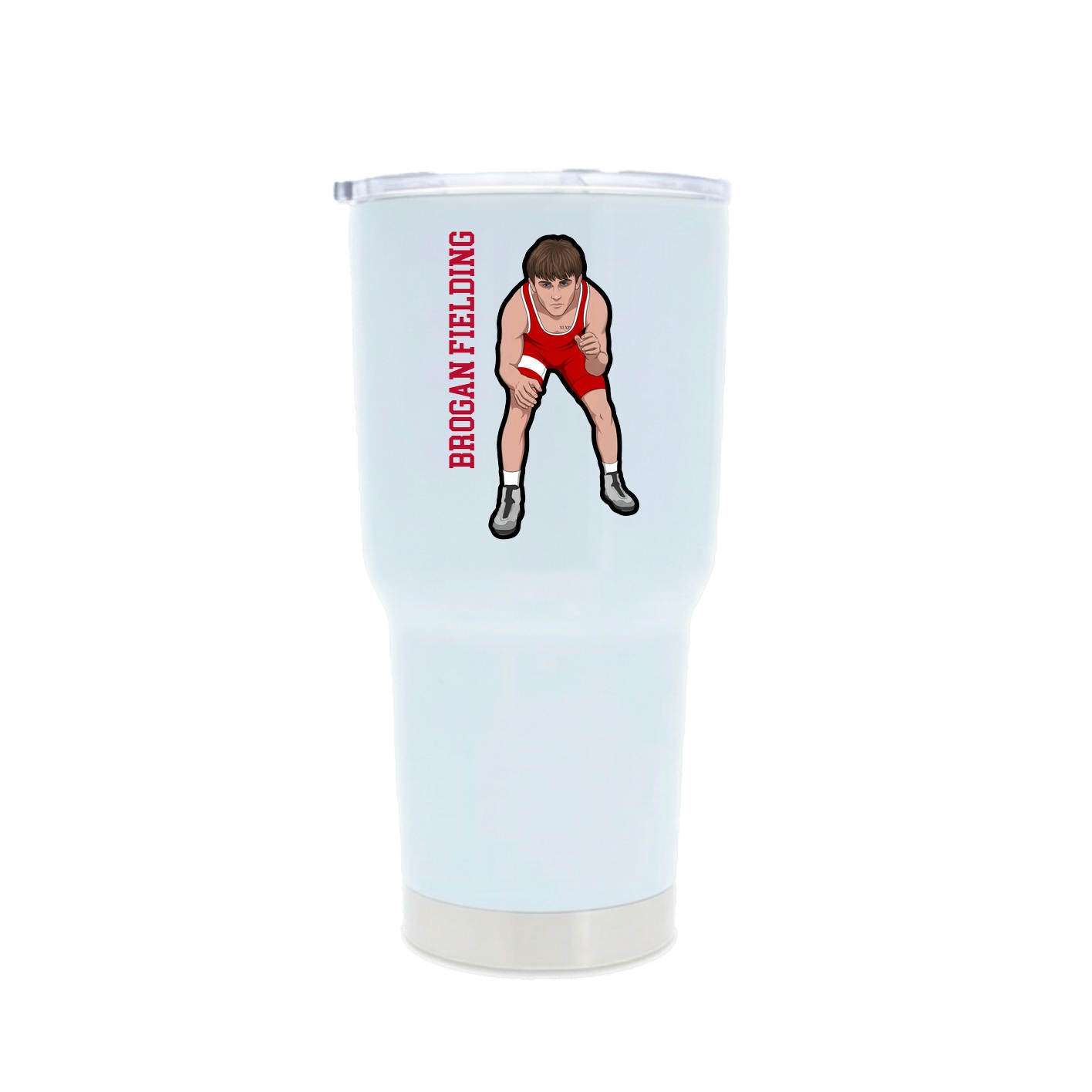 30oz Stainless Steel Tumbler — Name Vertical in White