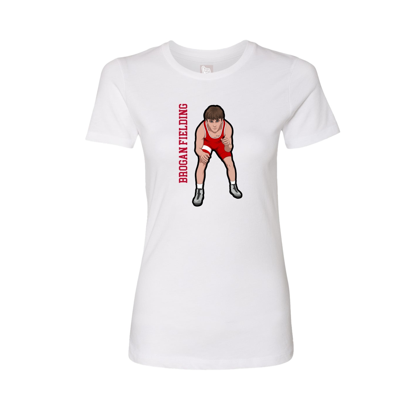 Fitted Women's Tee — Name Vertical in White