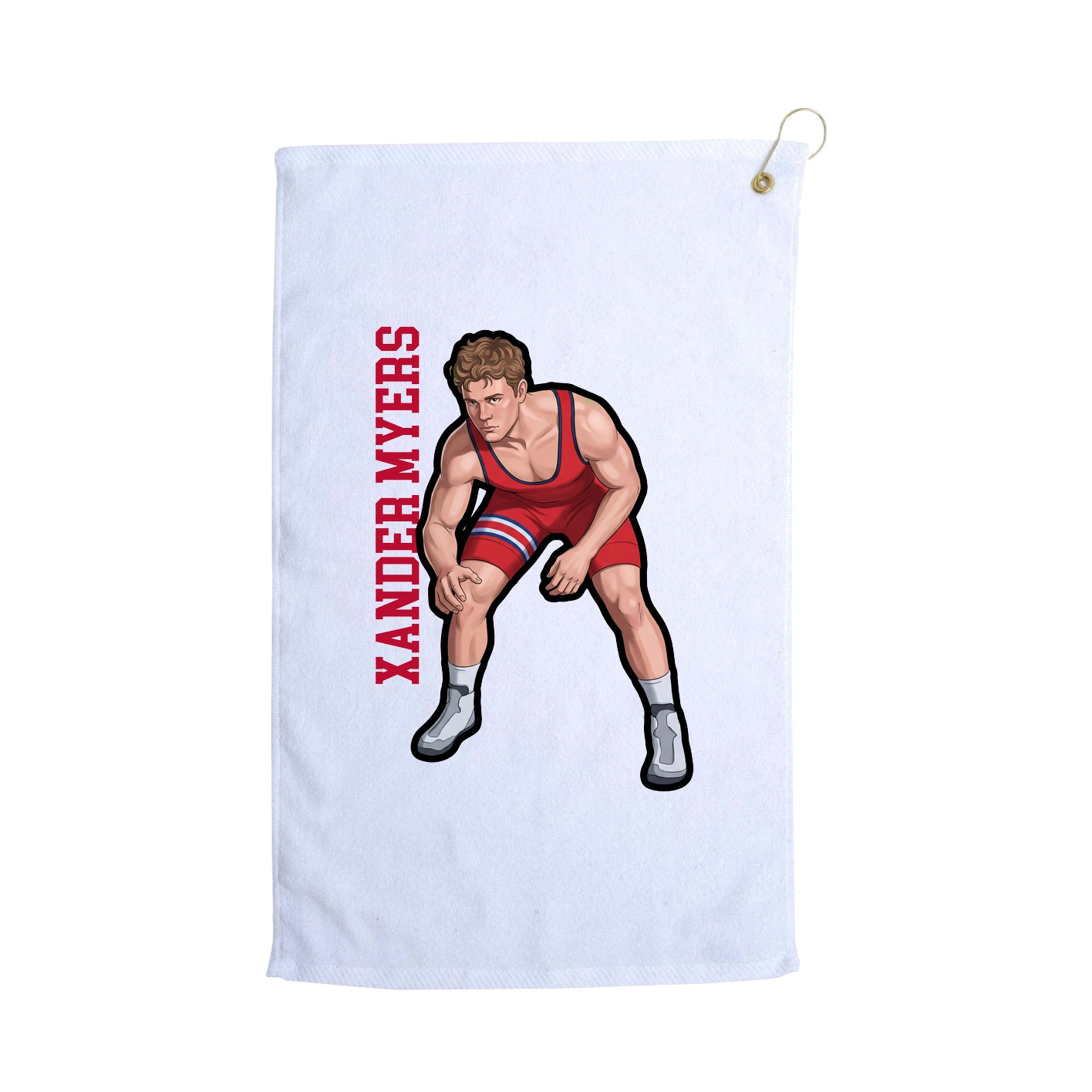 Golf Towel — Name Vertical in White