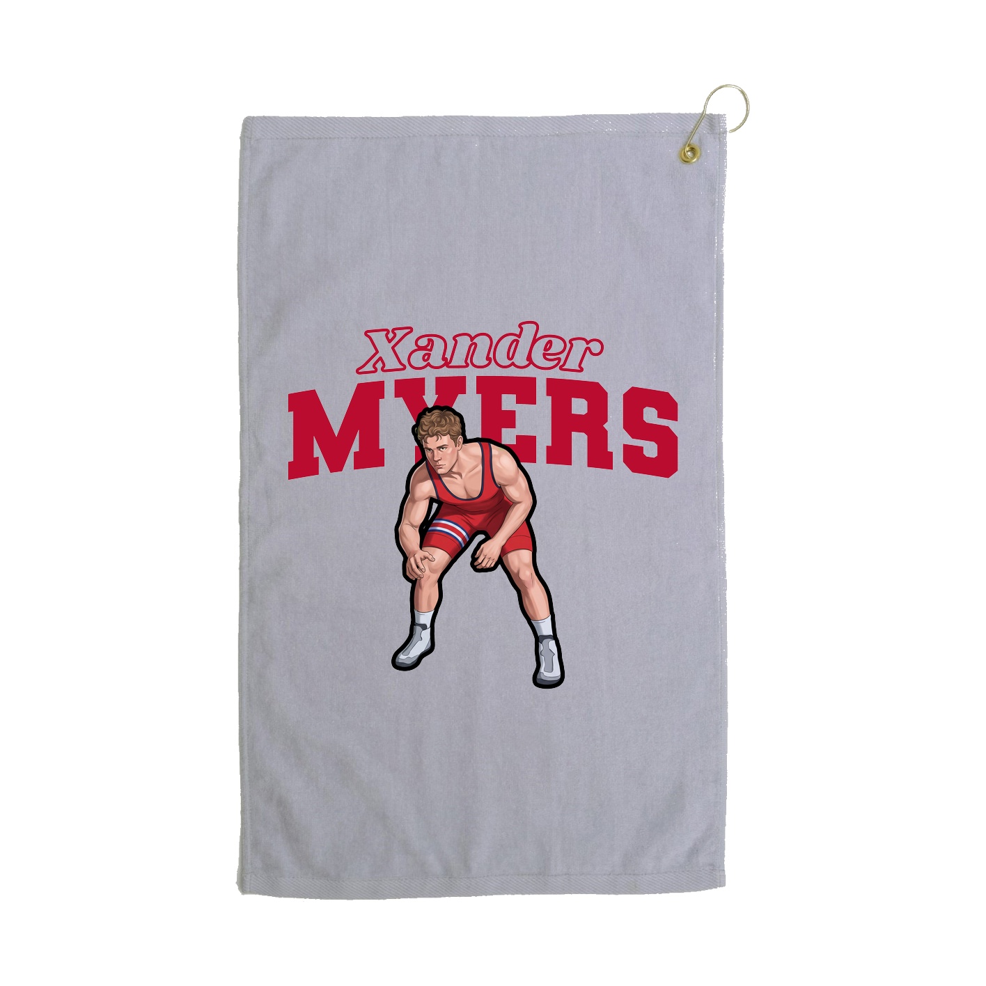 Golf Towel — Name Arch in Grey