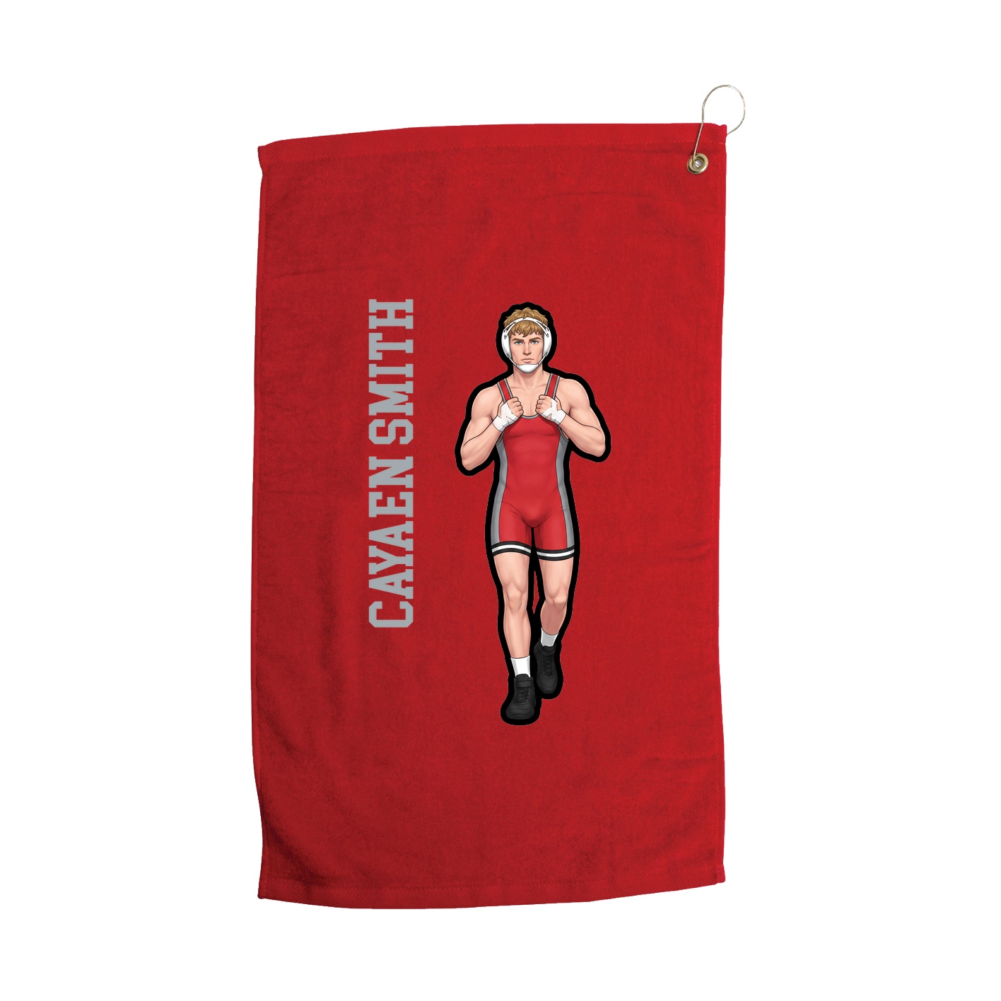Golf Towel — Name Vertical in Red
