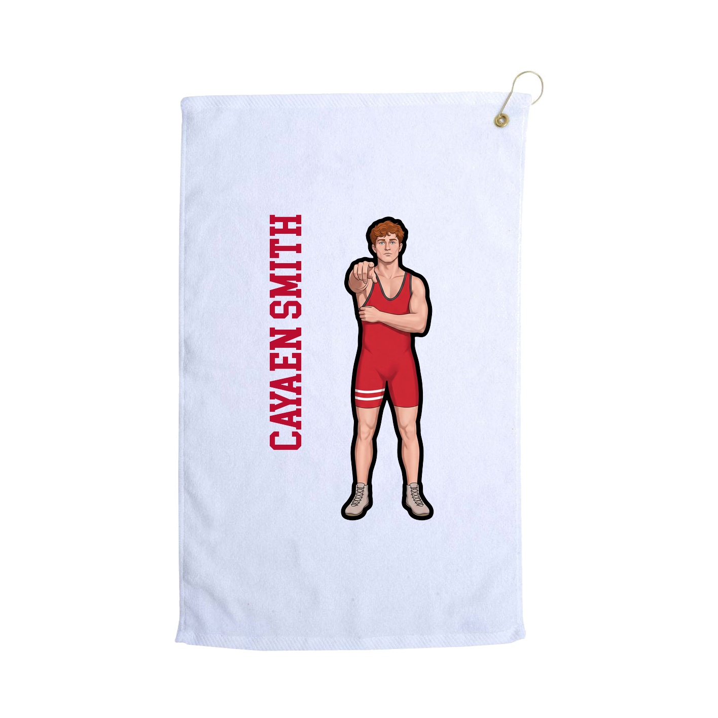 Golf Towel — Name Vertical in White