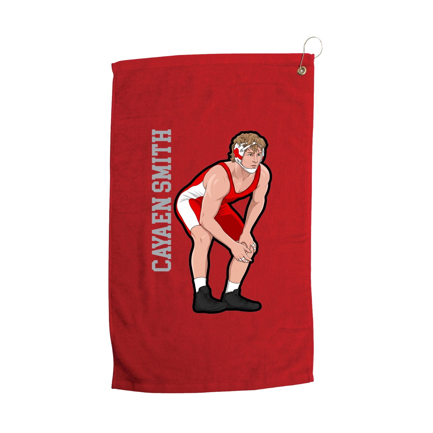 Golf Towel — Name Vertical in Red