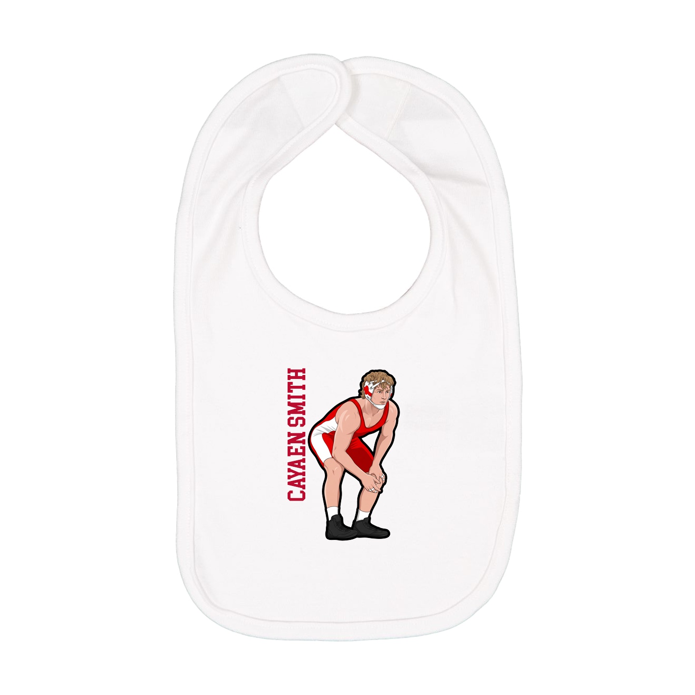 Infant Bib — Name Vertical in White
