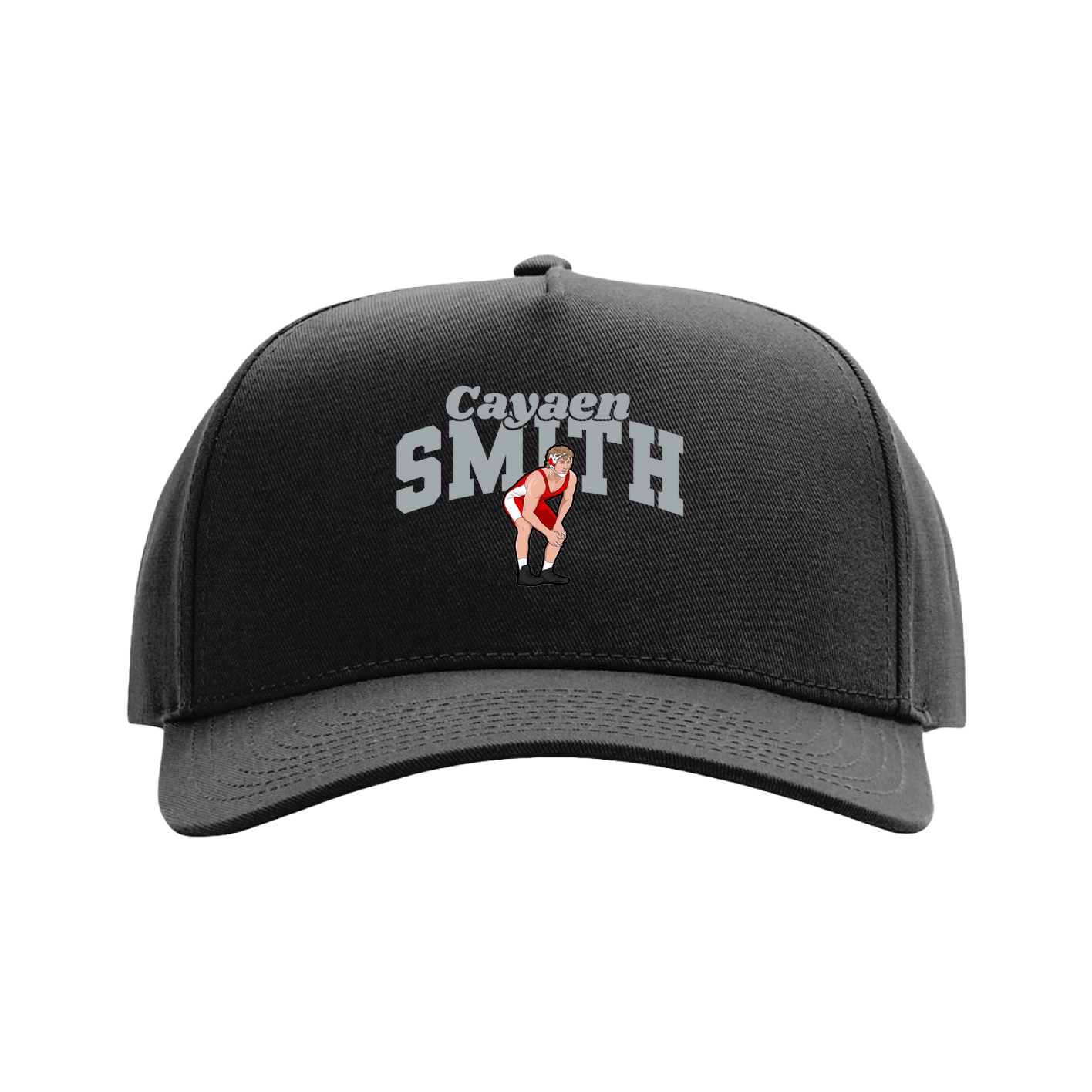 Full Fabric Five-Panel Champ Cap — Signature Arch in Black