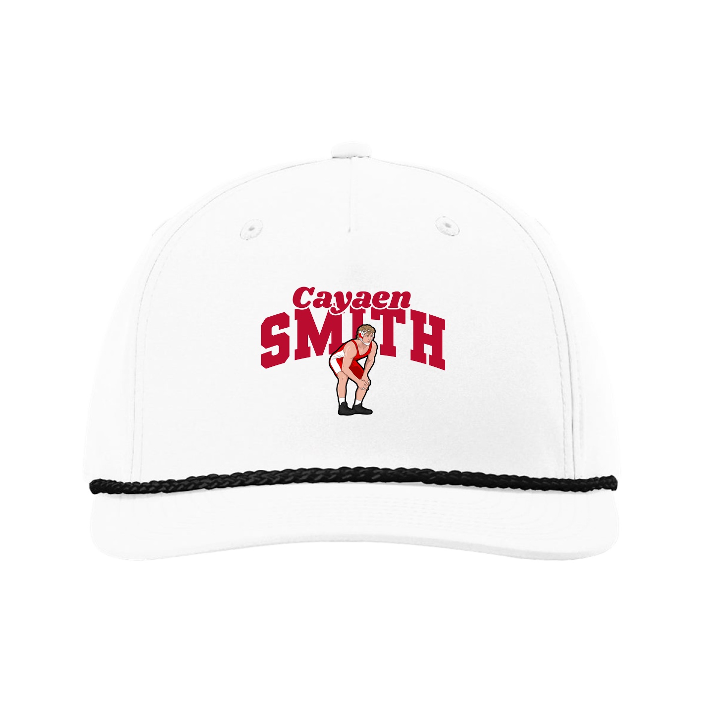 Five-Panel Classic Rope Cap — Signature Arch in White