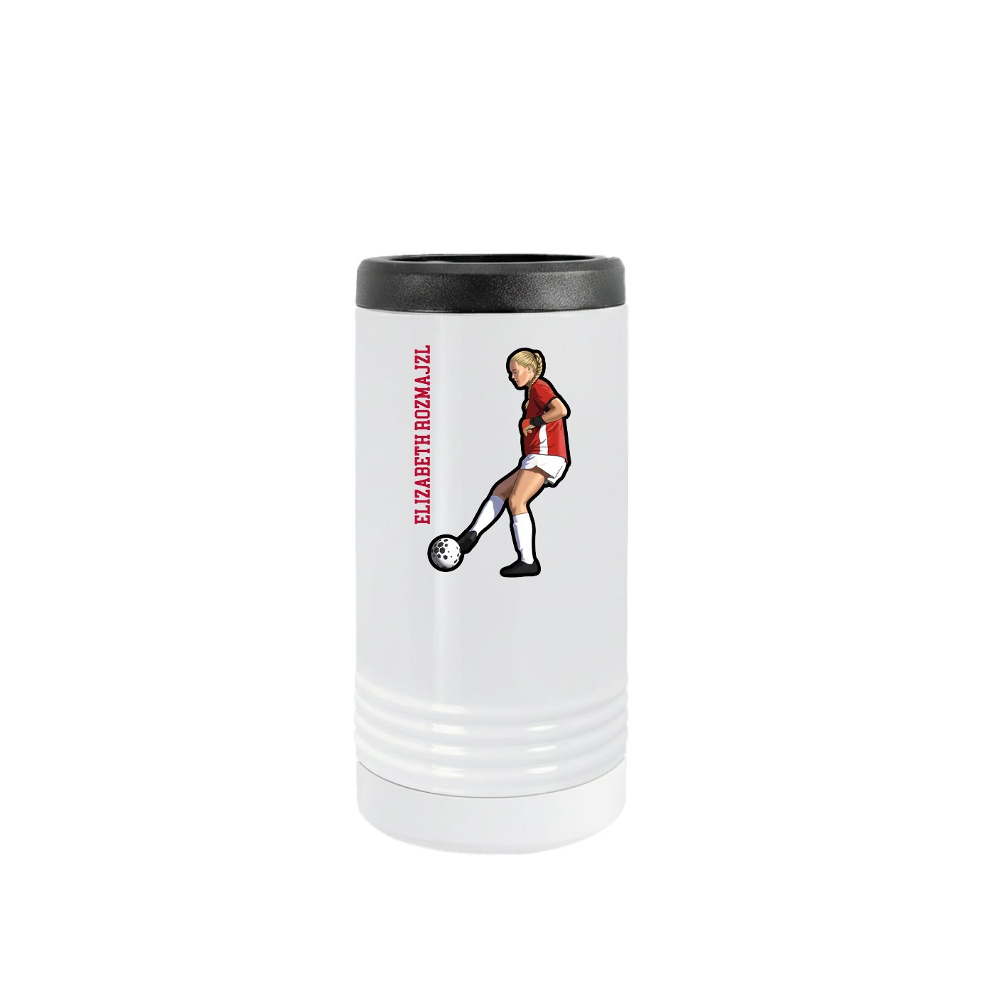 Slim Beverage Holder — Name Vertical in White