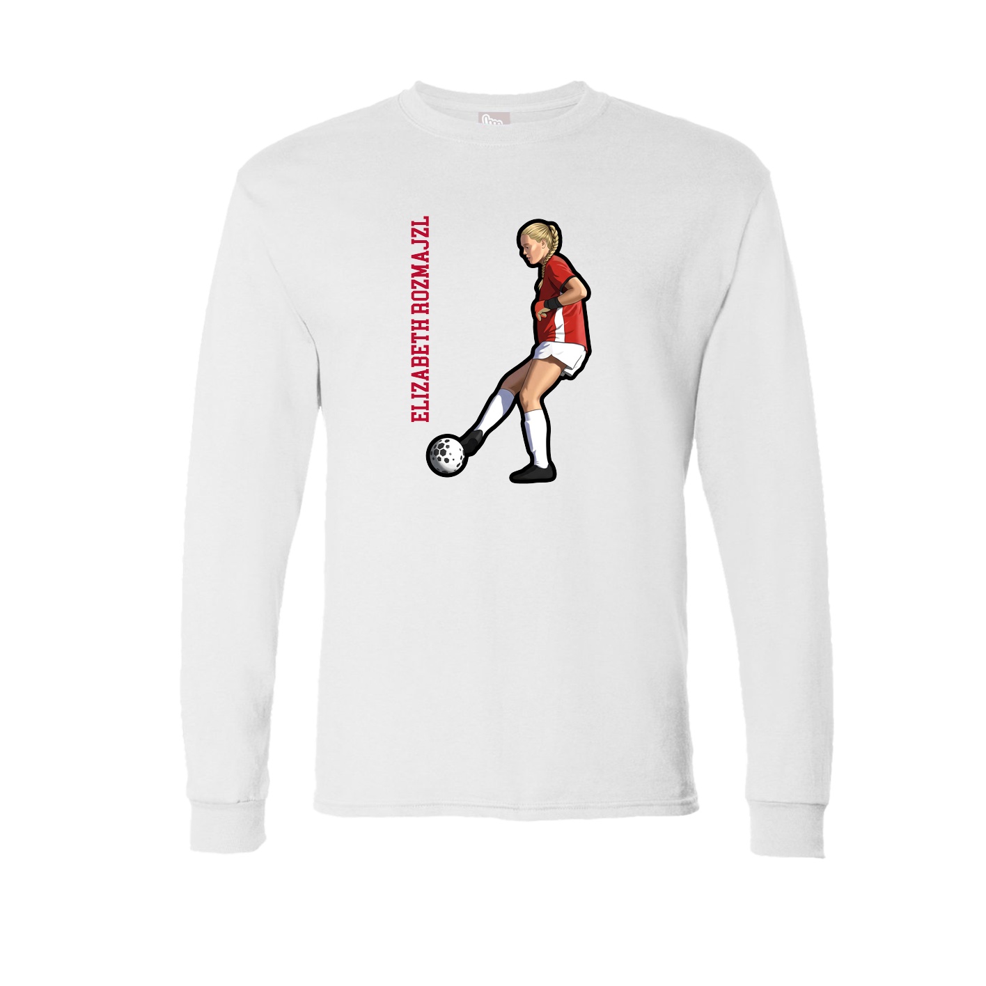 Long Sleeve Tee — Name Vertical in White