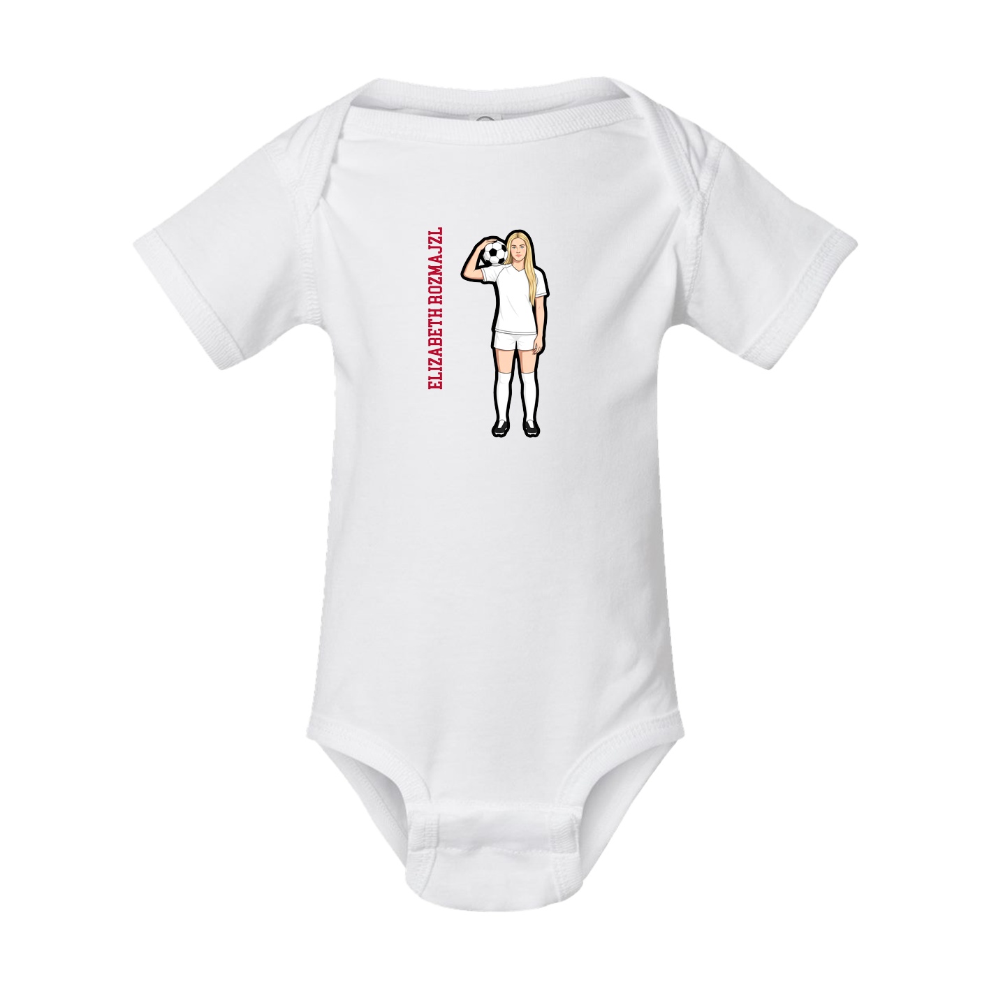 Baby Onesie — Name Vertical in White