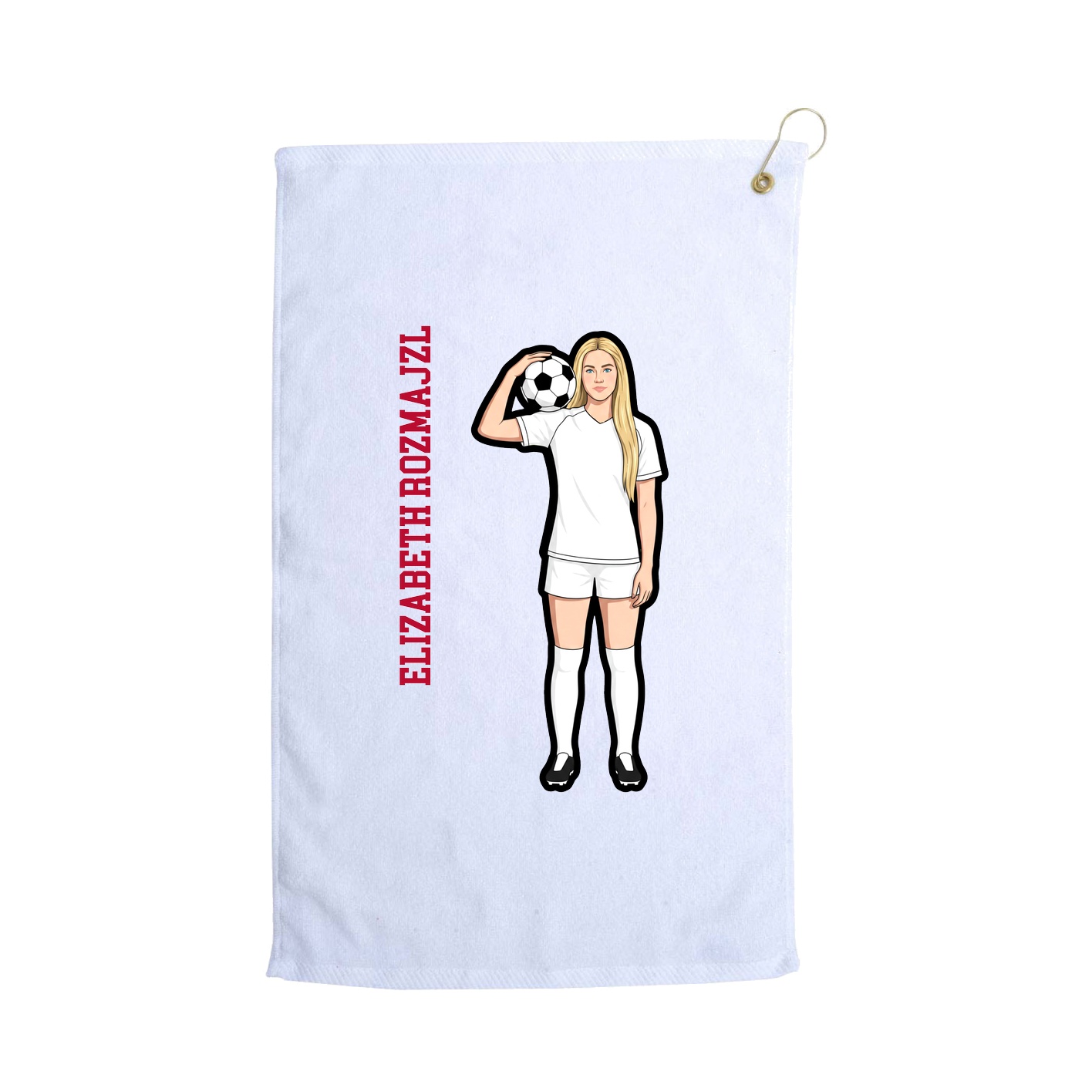 Golf Towel — Name Vertical in White