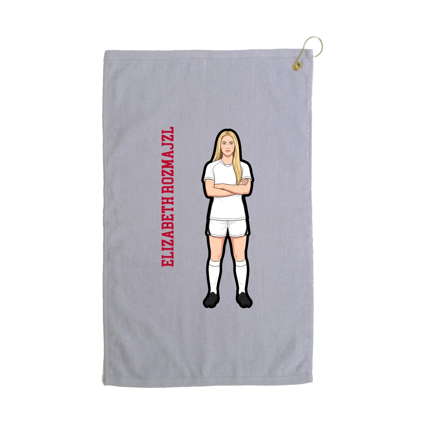 Golf Towel — Name Vertical in Grey