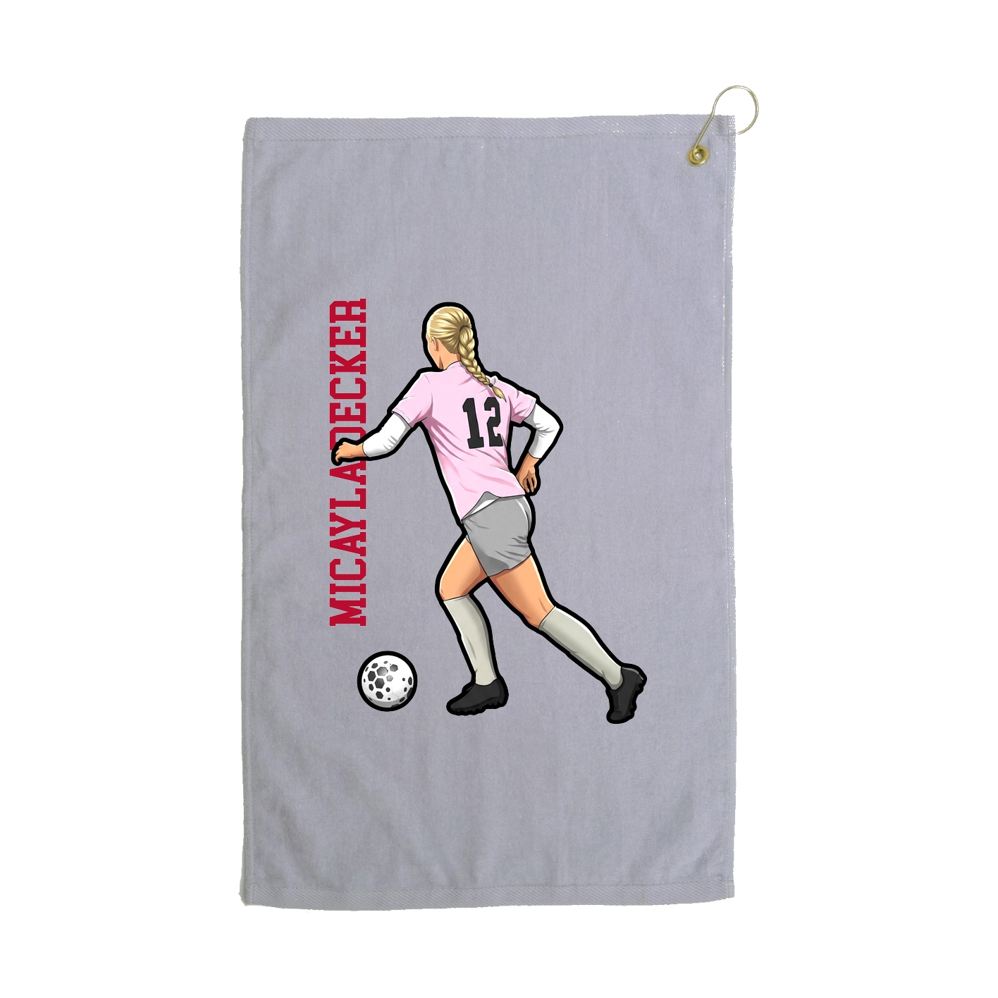 Golf Towel — Name Vertical in Grey