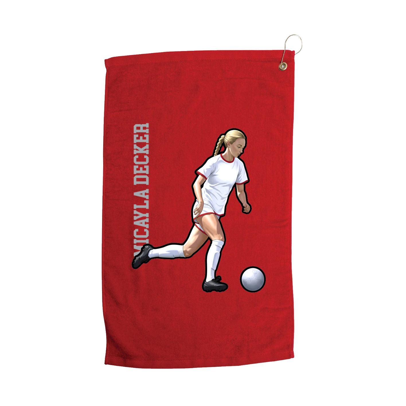 Golf Towel — Name Vertical in Red