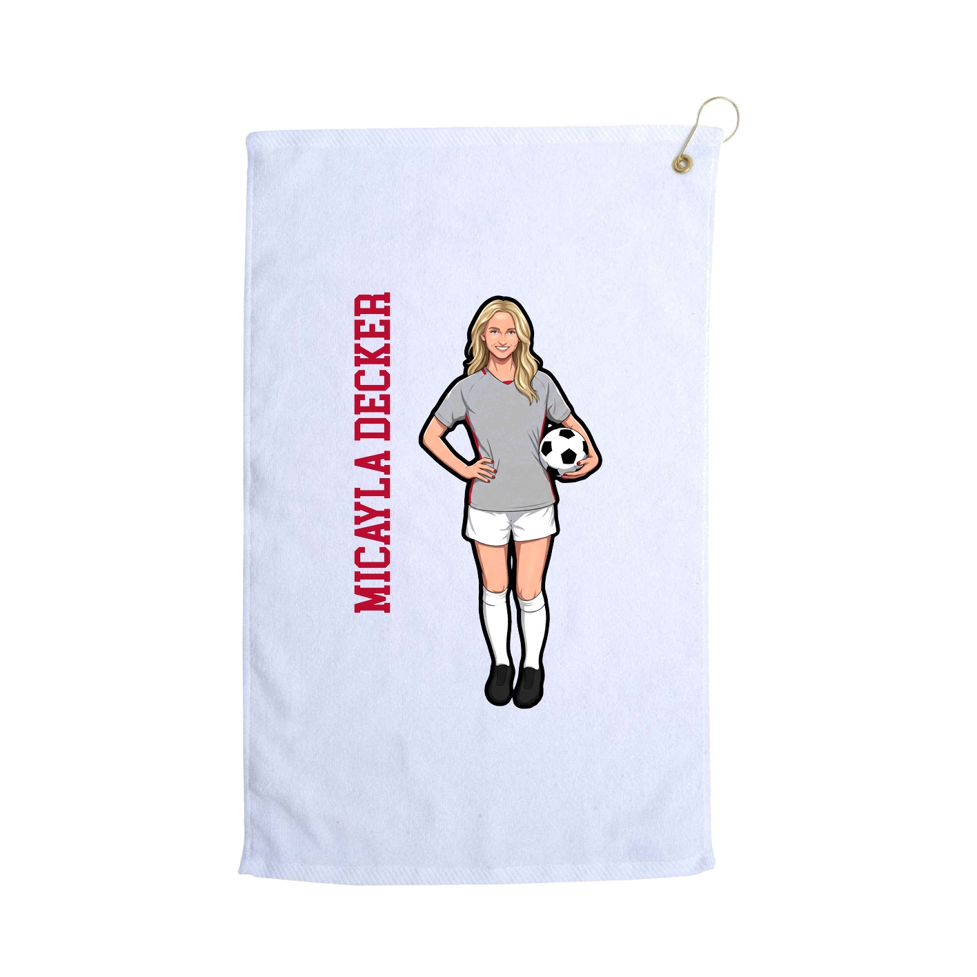 Golf Towel — Name Vertical in White