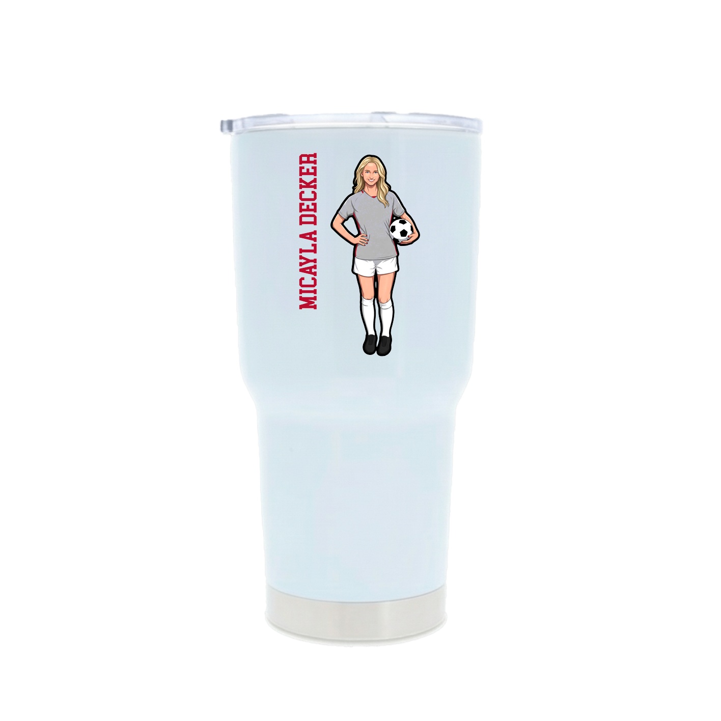 30oz Stainless Steel Tumbler — Name Vertical in White