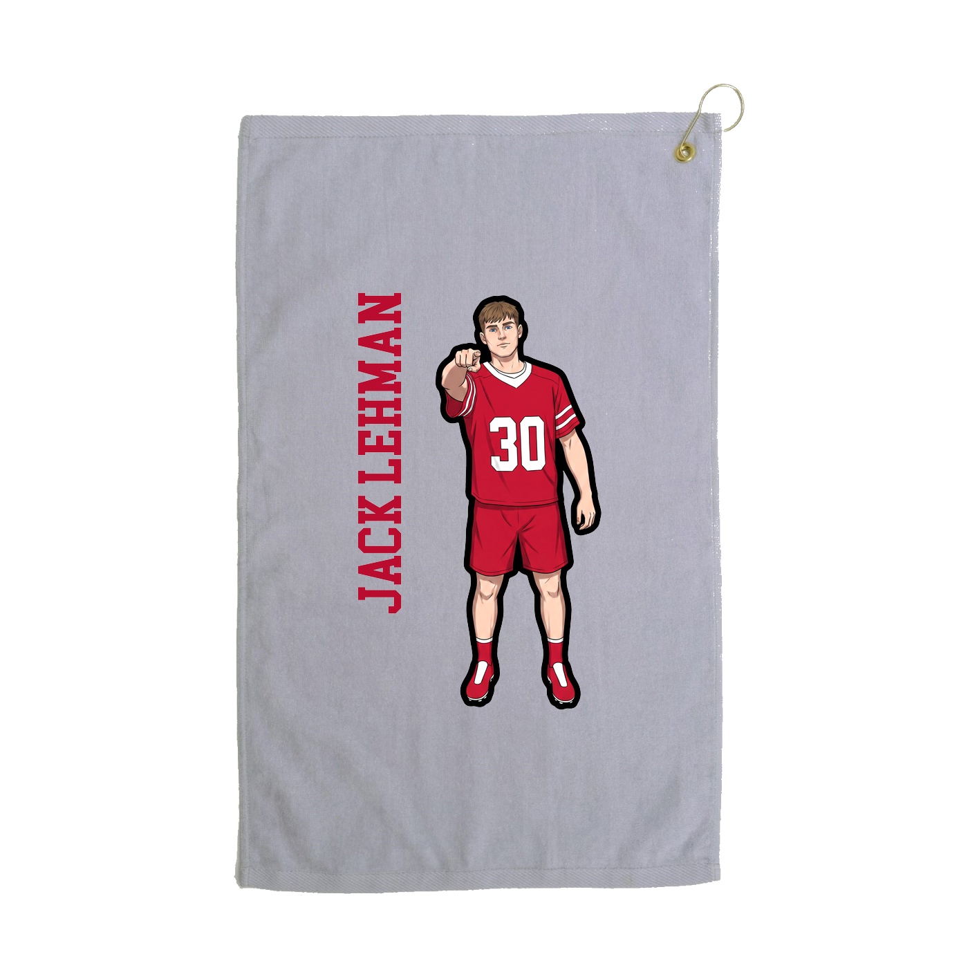 Golf Towel — Name Vertical in Grey