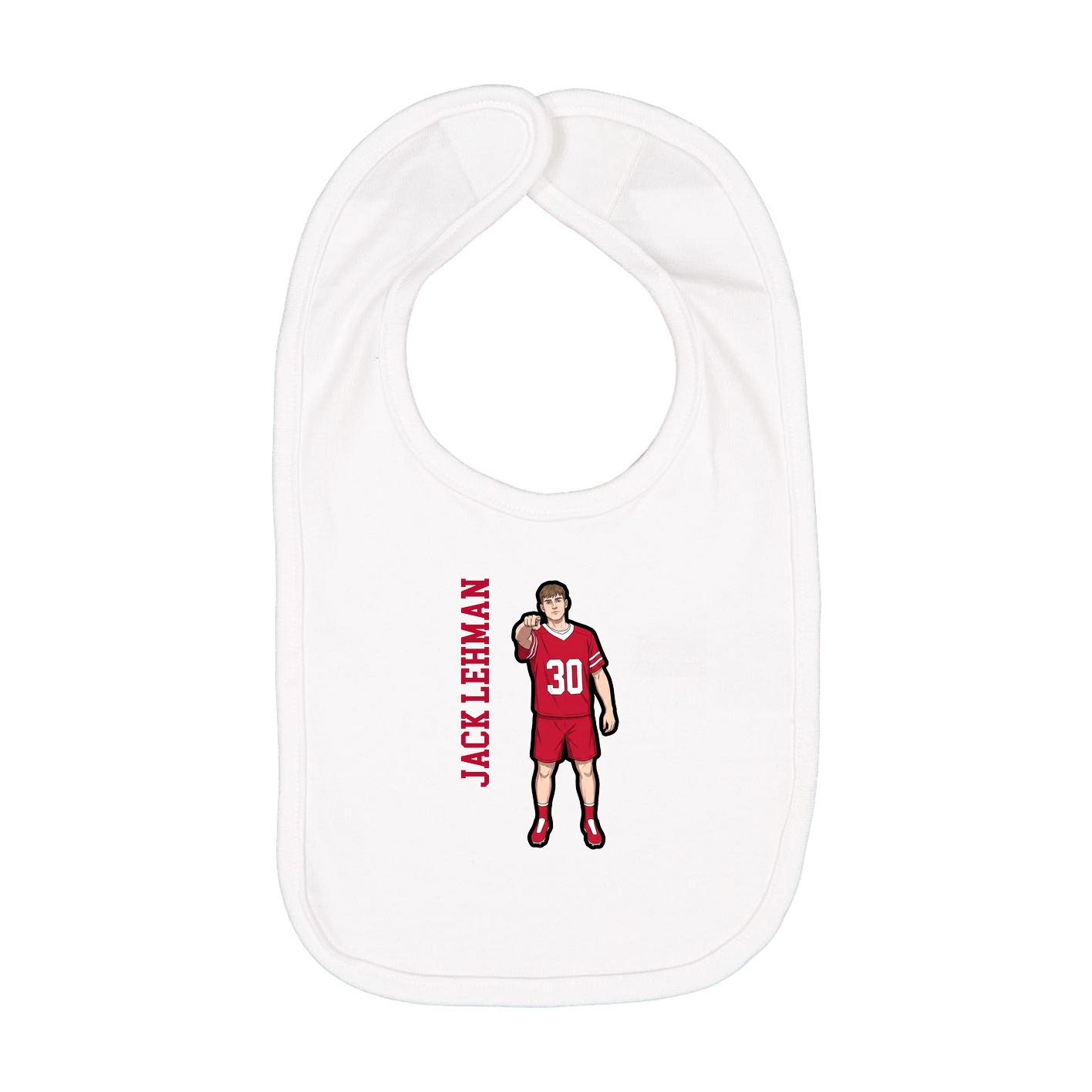 Infant Bib — Name Vertical in White