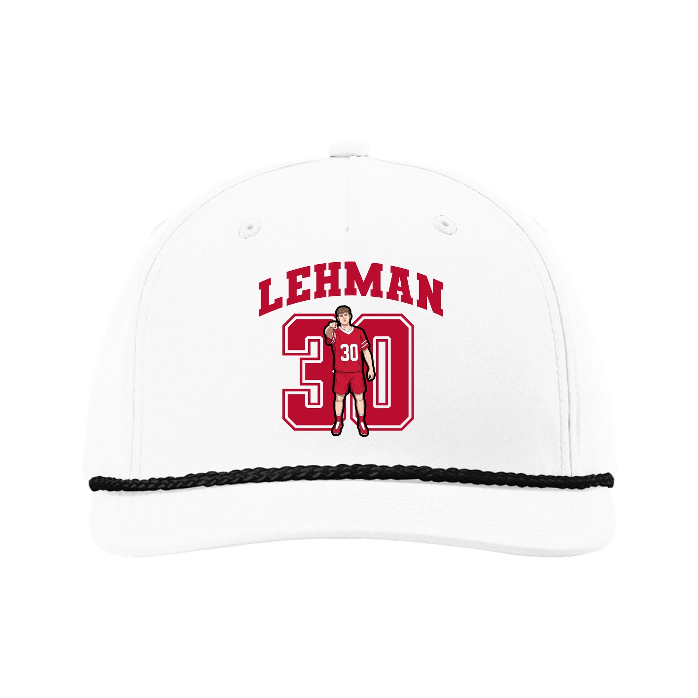 Five-Panel Classic Rope Cap — Number in White