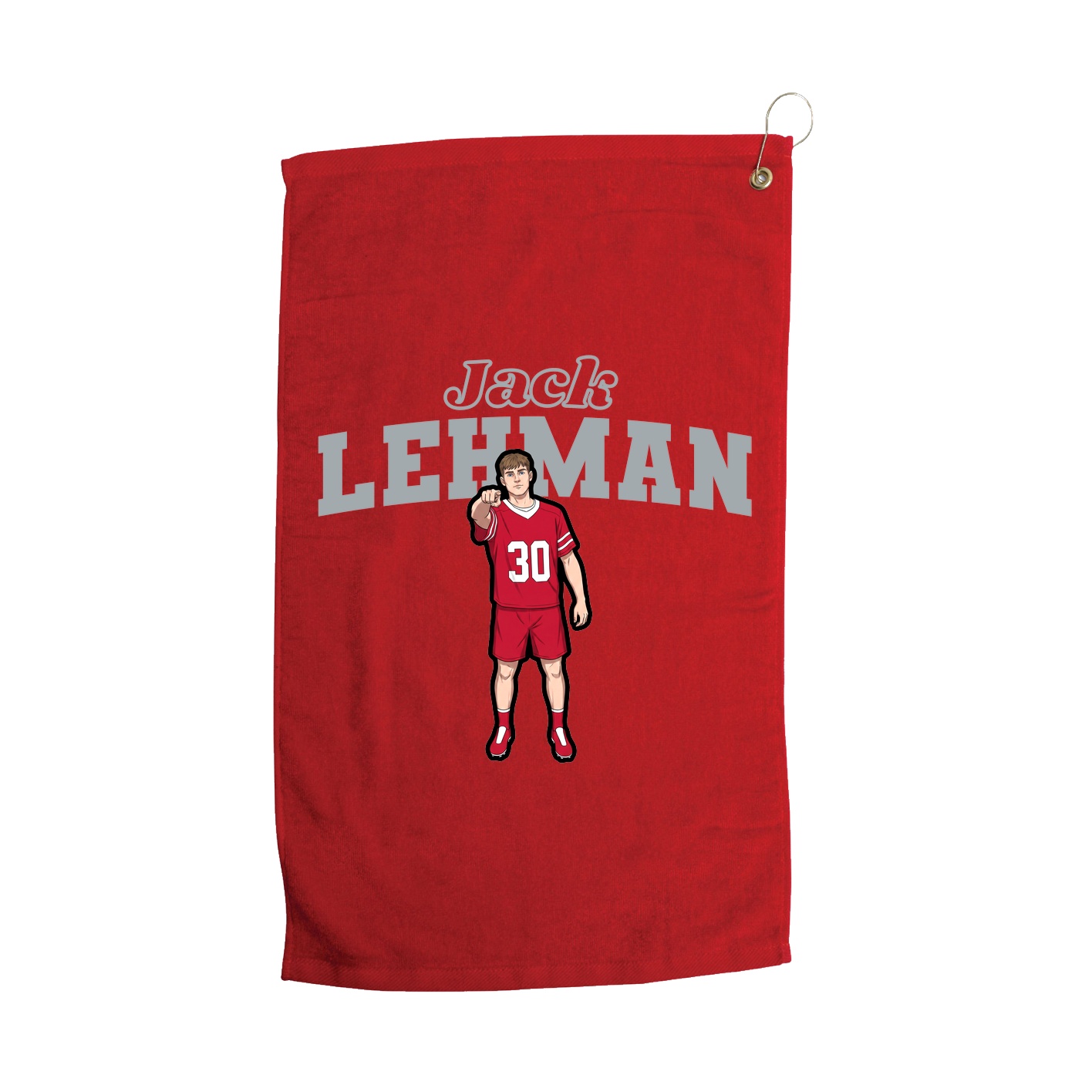 Golf Towel — Name Arch in Red