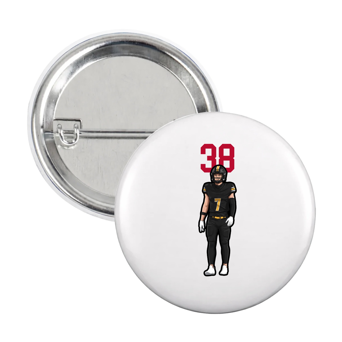 Game Day Button — Number Top in White