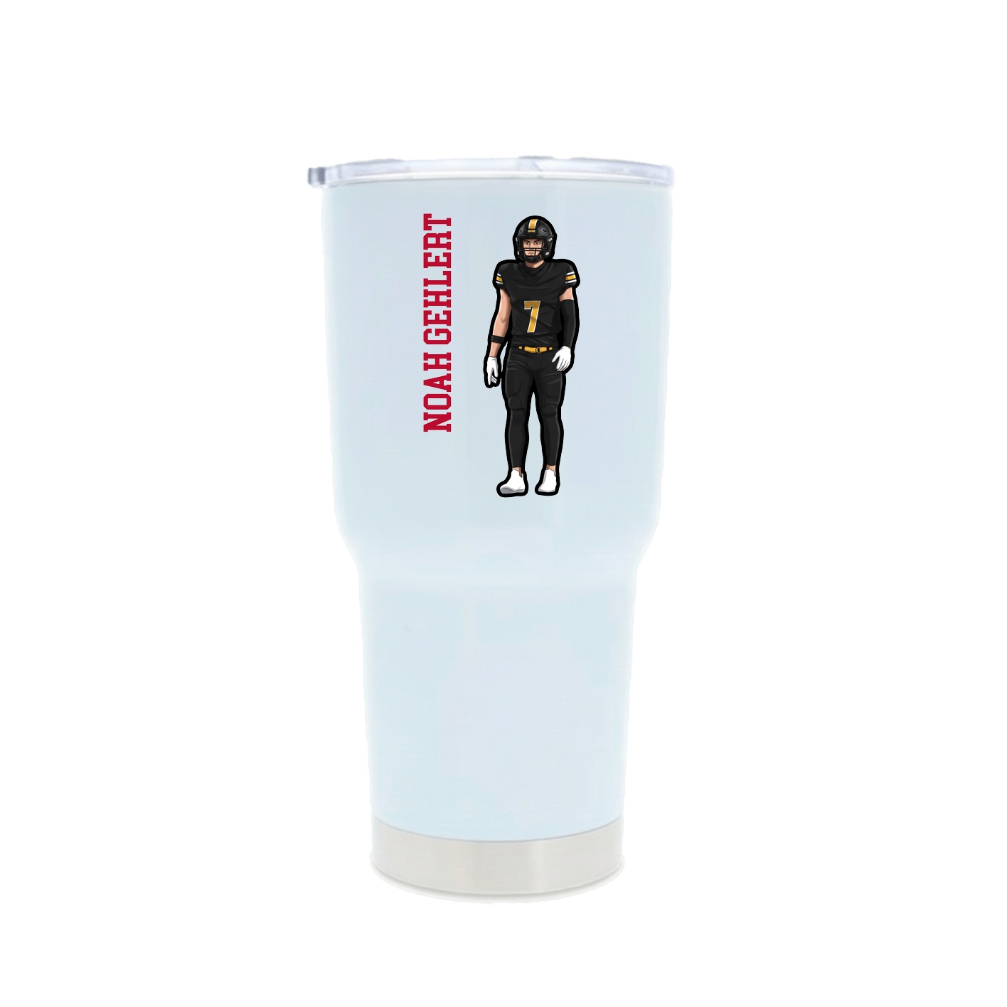30oz Stainless Steel Tumbler — Name Vertical in White