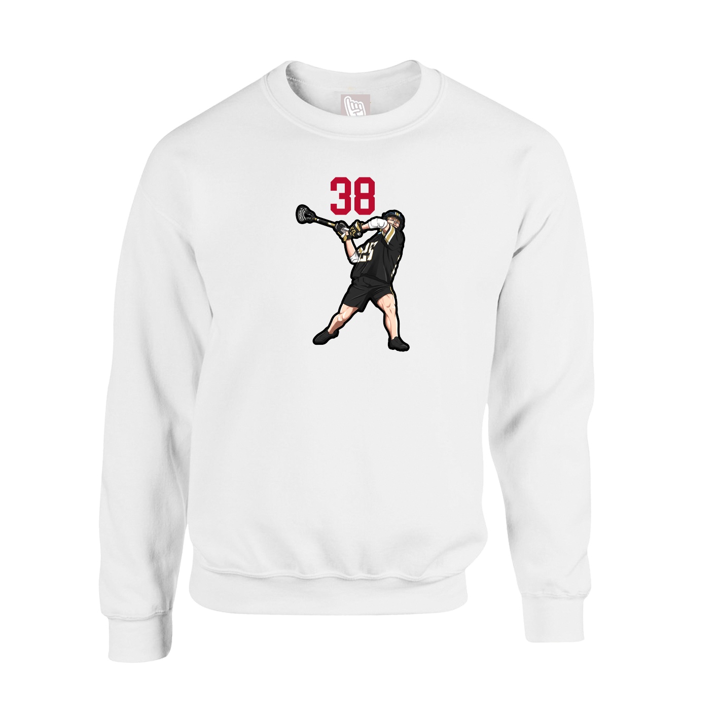 Fleece Crew — Number Top in White
