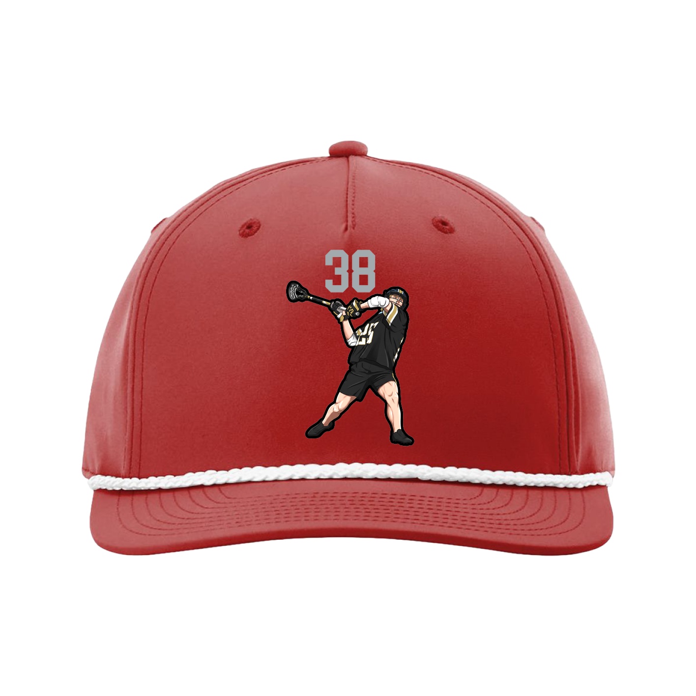 Five-Panel Classic Rope Cap — Number Top in Red