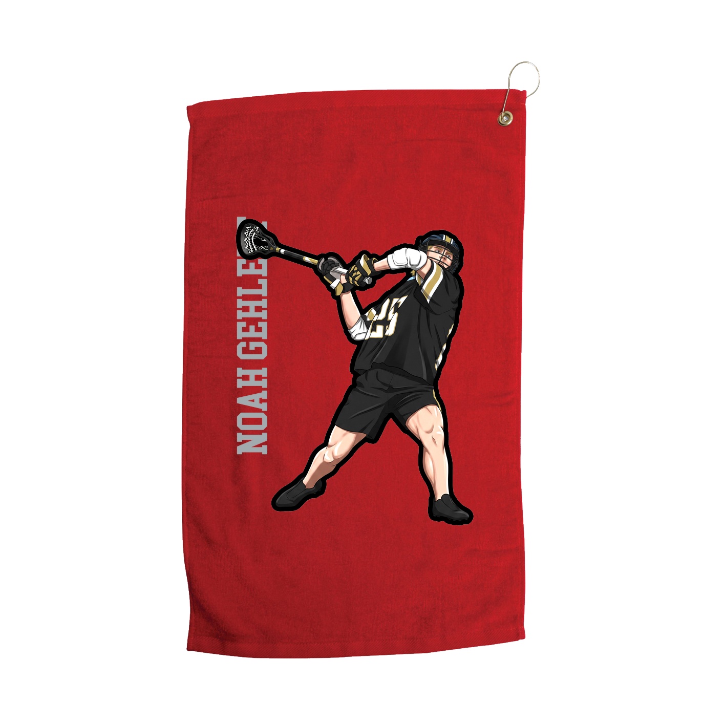 Golf Towel — Name Vertical in Red