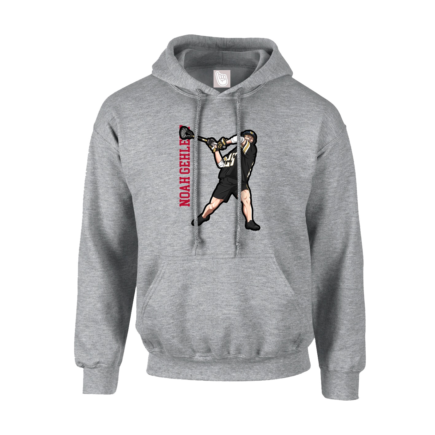Hoodie — Name Vertical in Grey