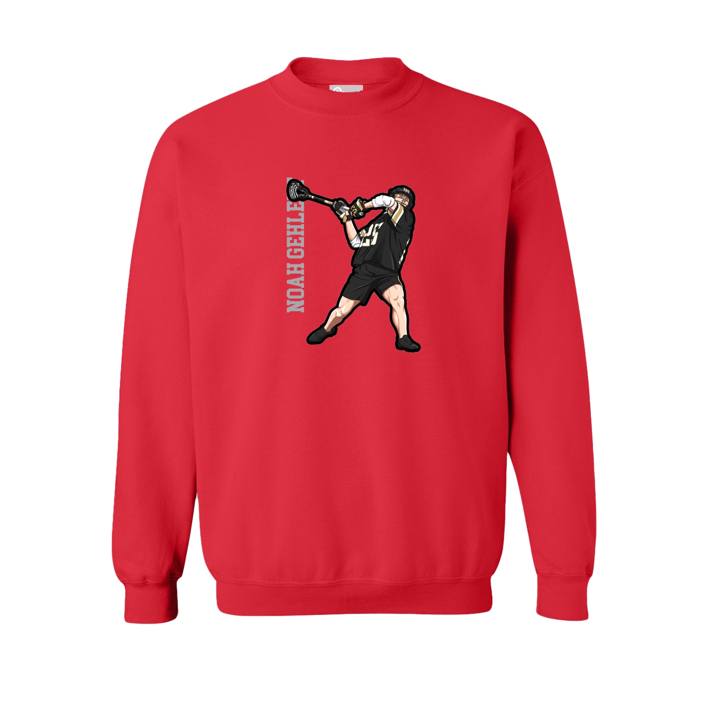 Fleece Crew — Name Vertical in Red