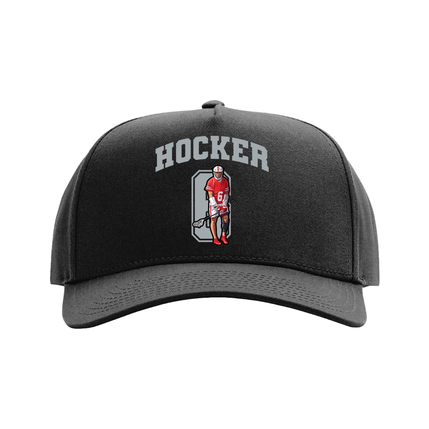 Full Fabric Five-Panel Champ Cap — Number in Black