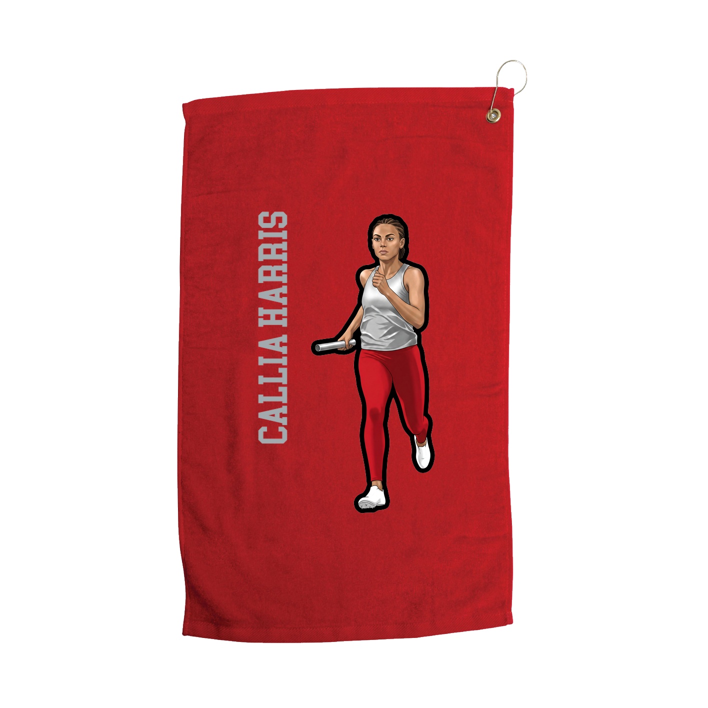 Golf Towel — Name Vertical in Red