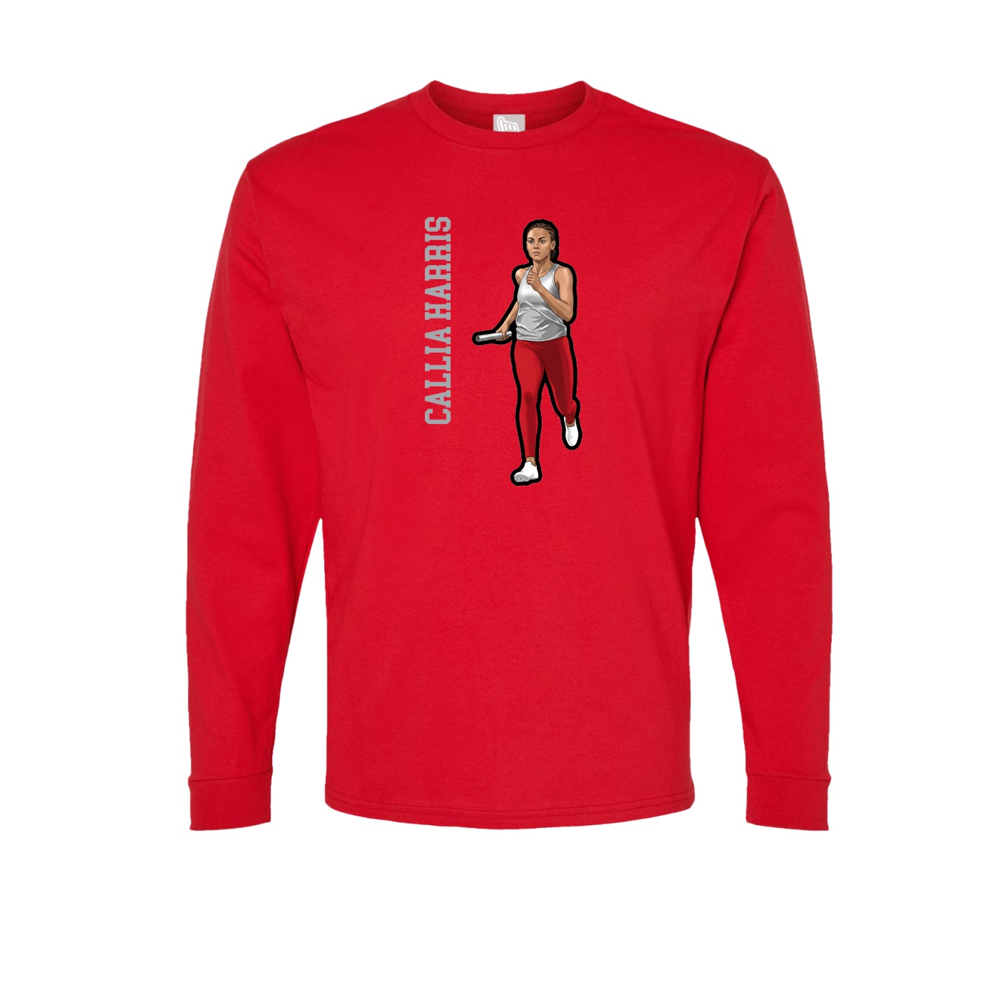 Long Sleeve Tee — Name Vertical in Red