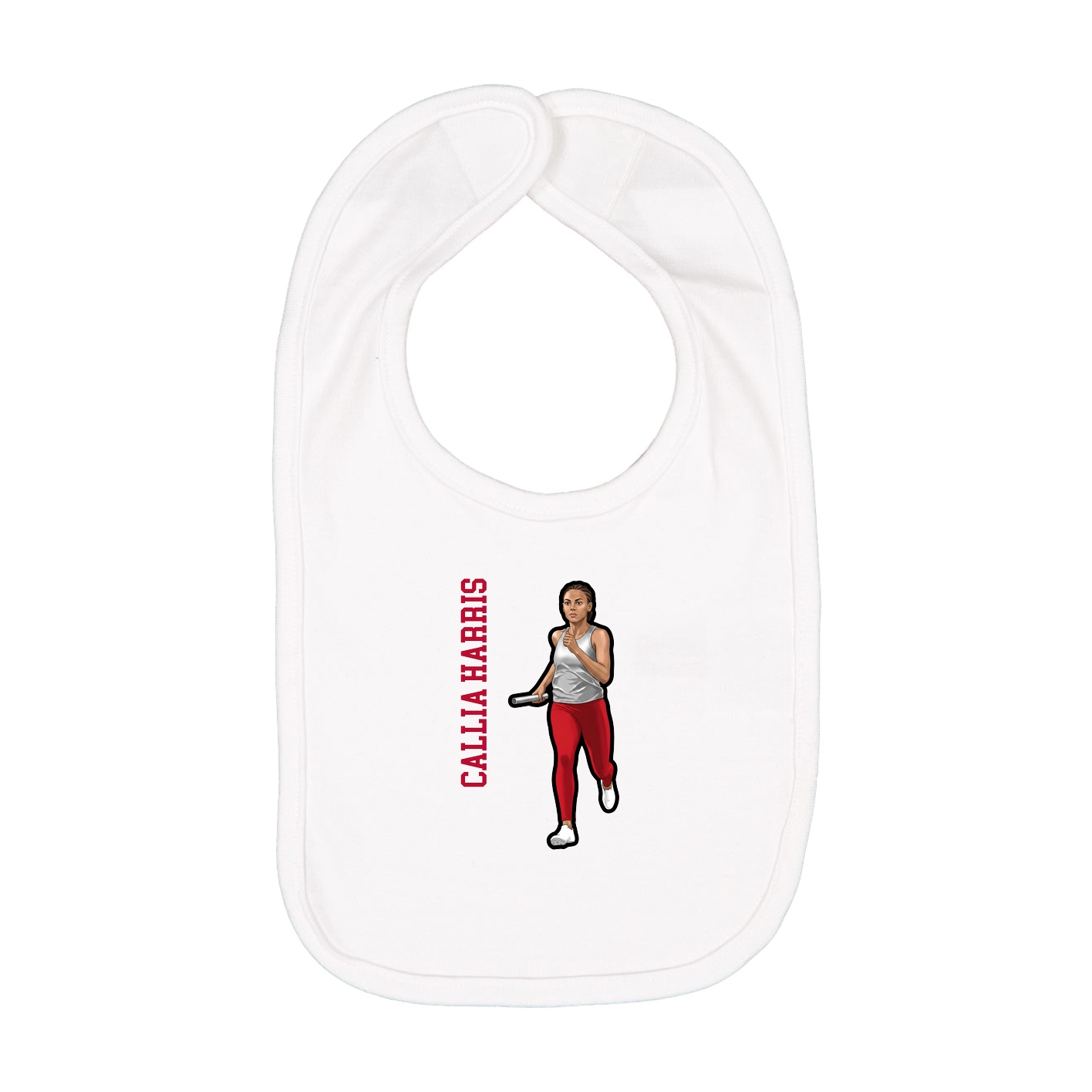Infant Bib — Name Vertical in White