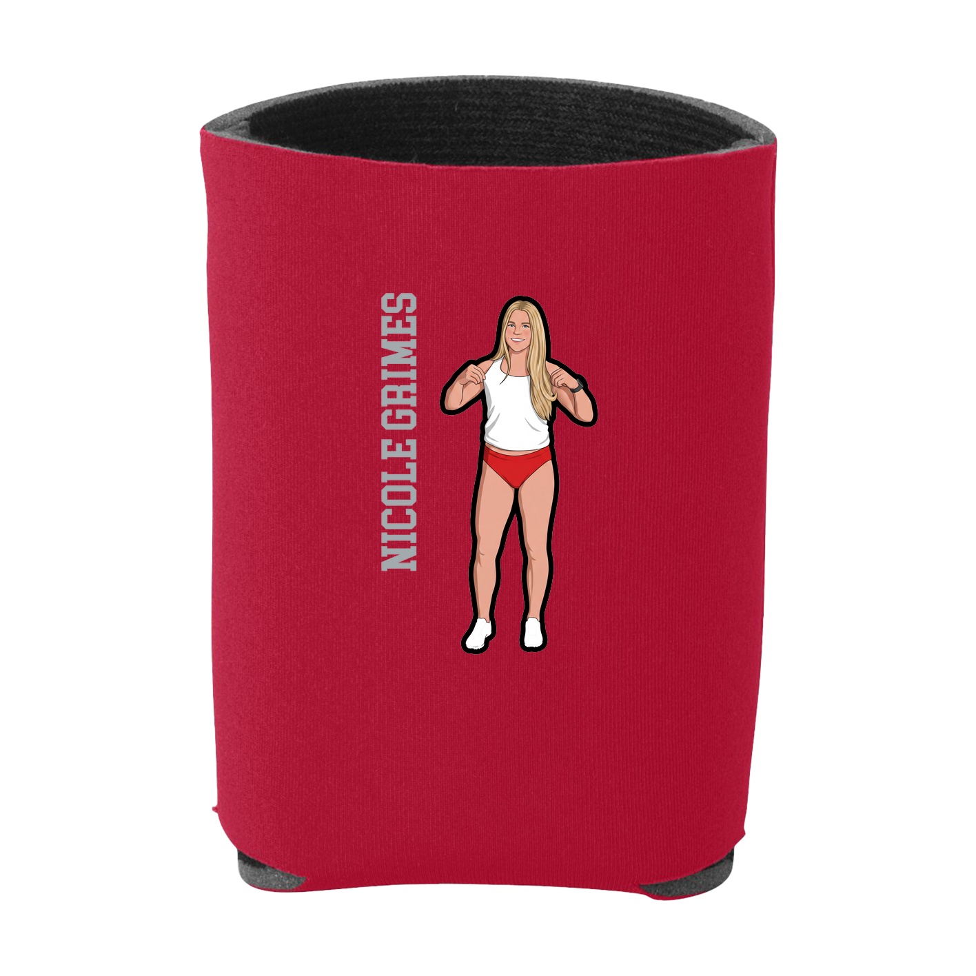 Can Holder — Name Vertical in Red