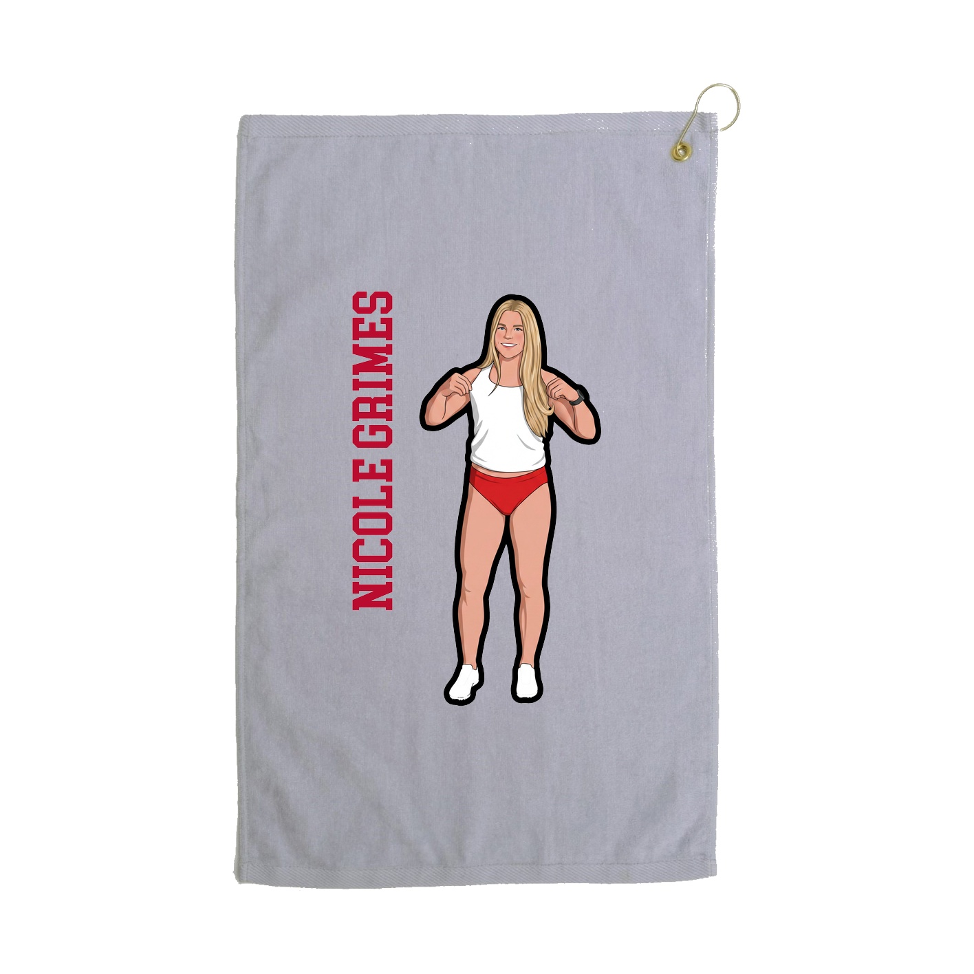 Golf Towel — Name Vertical in Grey