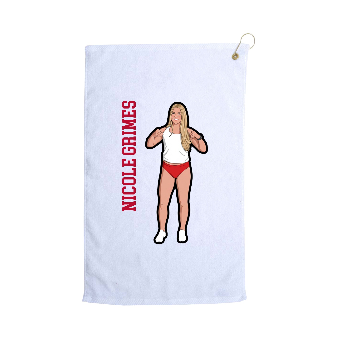 Golf Towel — Name Vertical in White