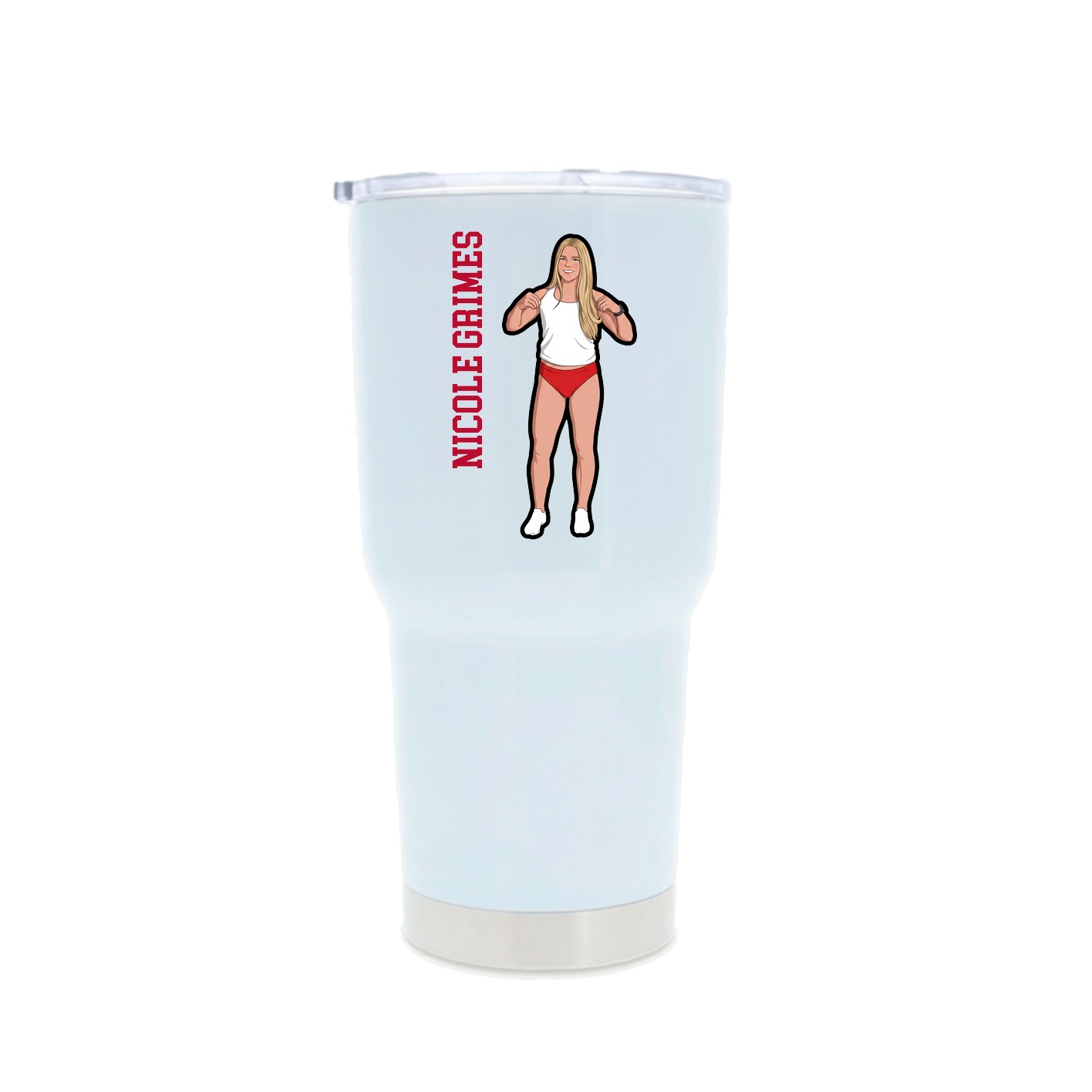 30oz Stainless Steel Tumbler — Name Vertical in White