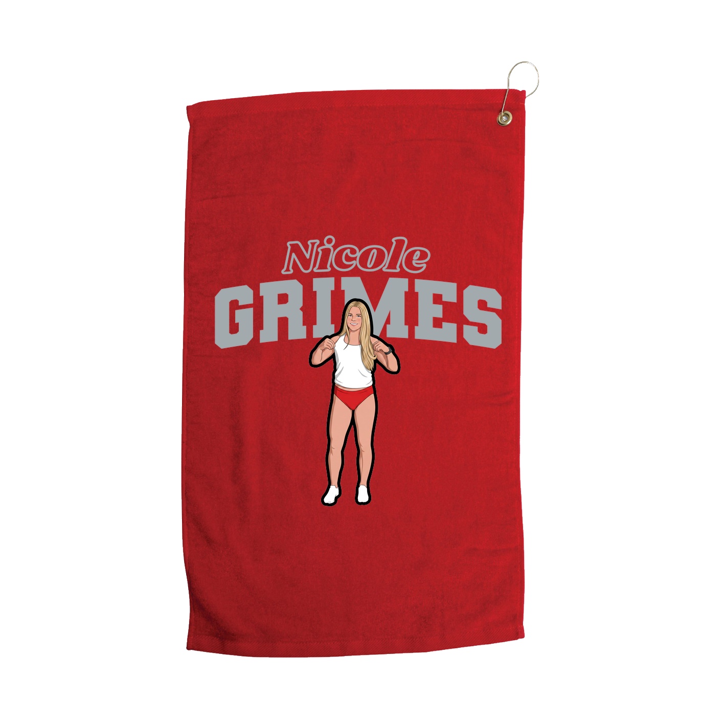 Golf Towel — Name Arch in Red