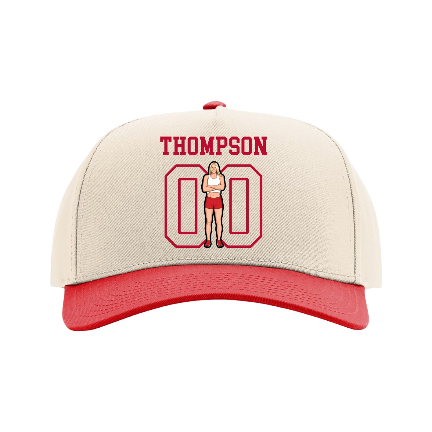 Full Fabric Five-Panel Champ Cap — Shirsey in Cream/Red