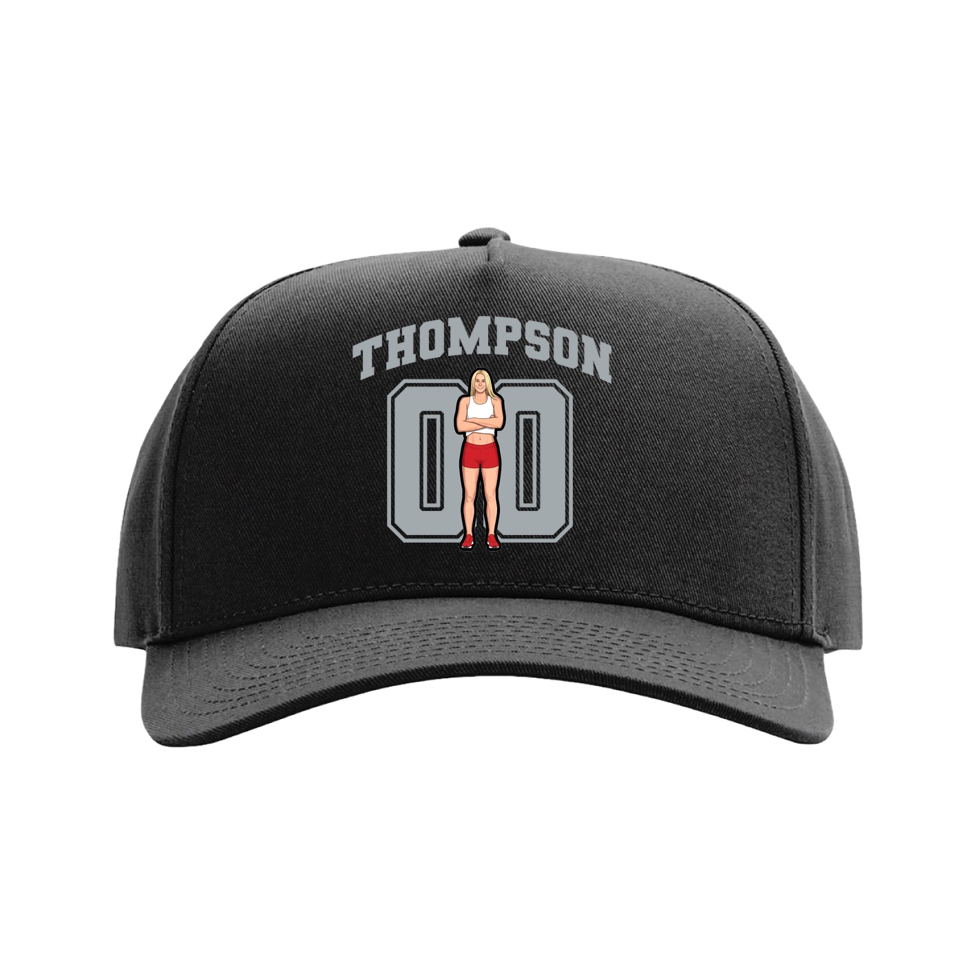 Full Fabric Five-Panel Champ Cap — Number in Black