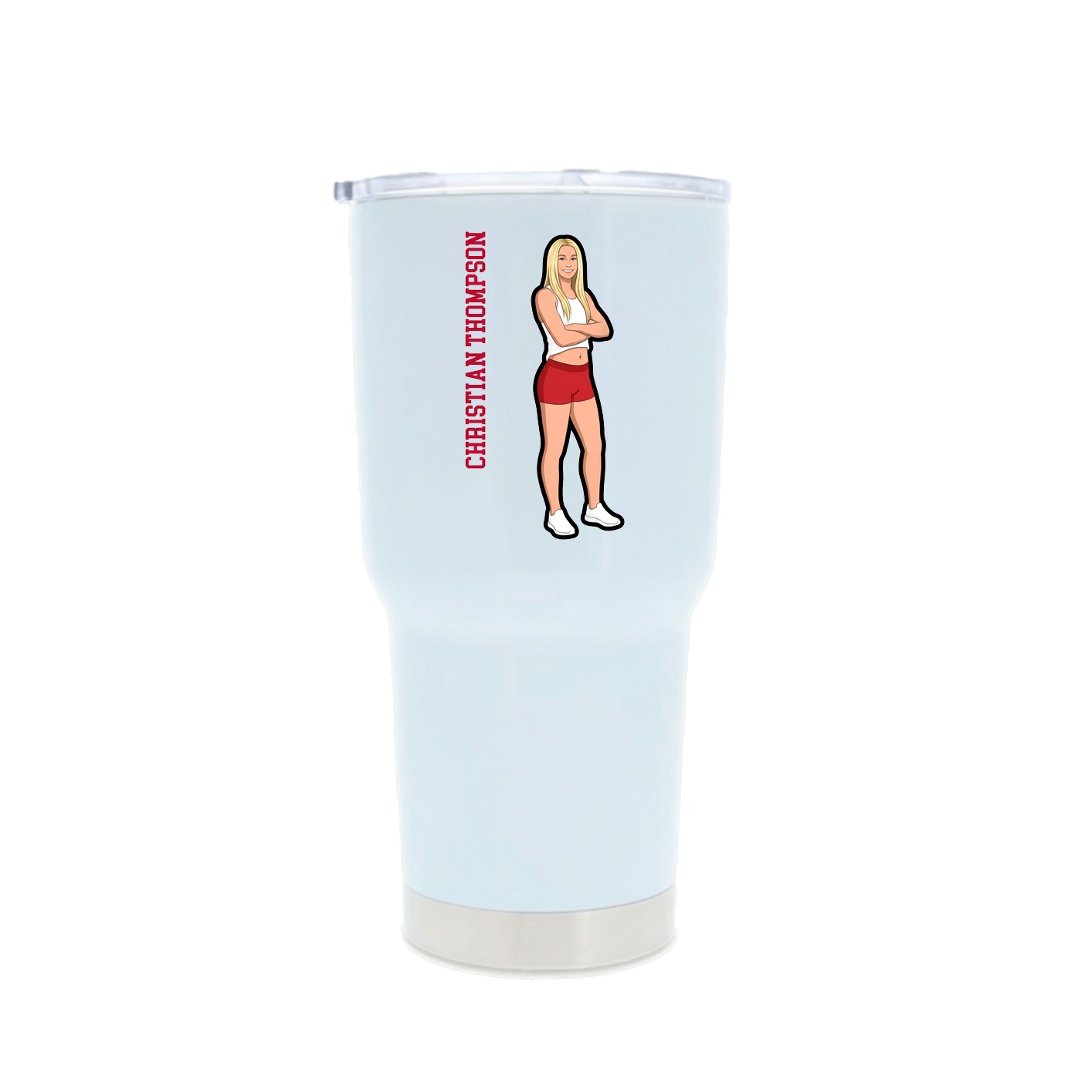 30oz Stainless Steel Tumbler — Name Vertical in White