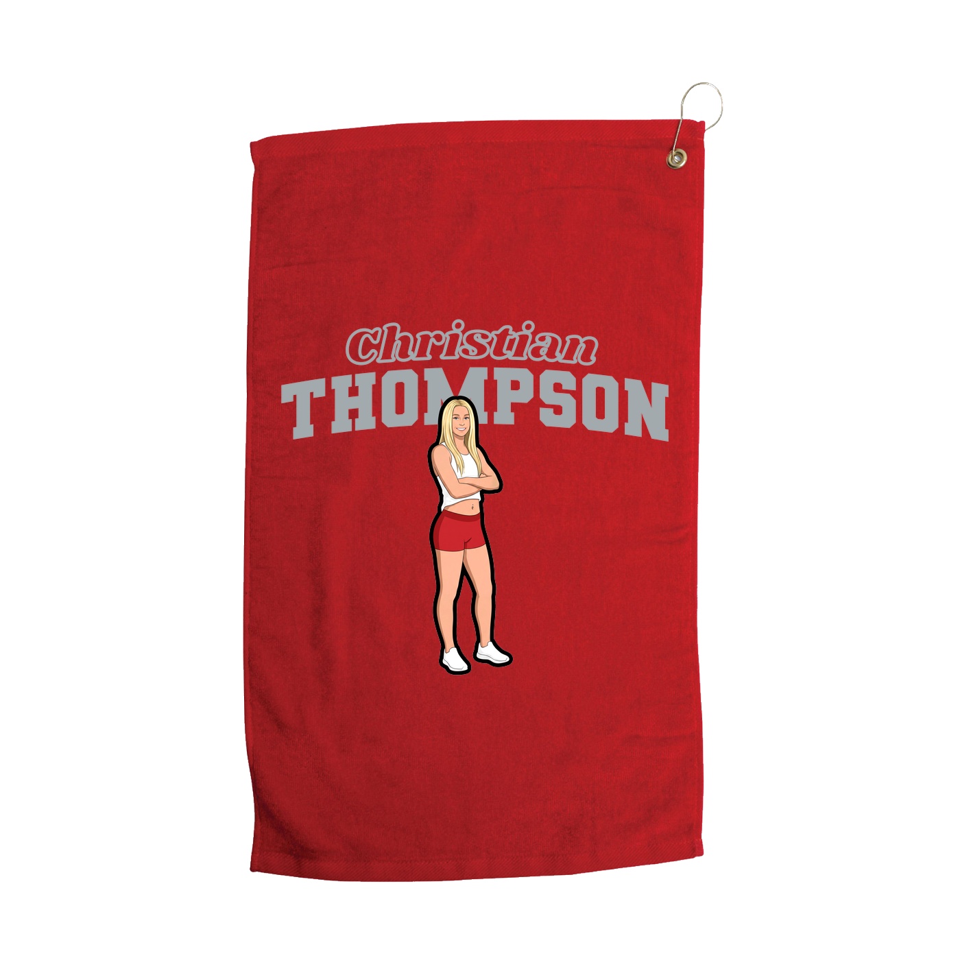 Golf Towel — Name Arch in Red