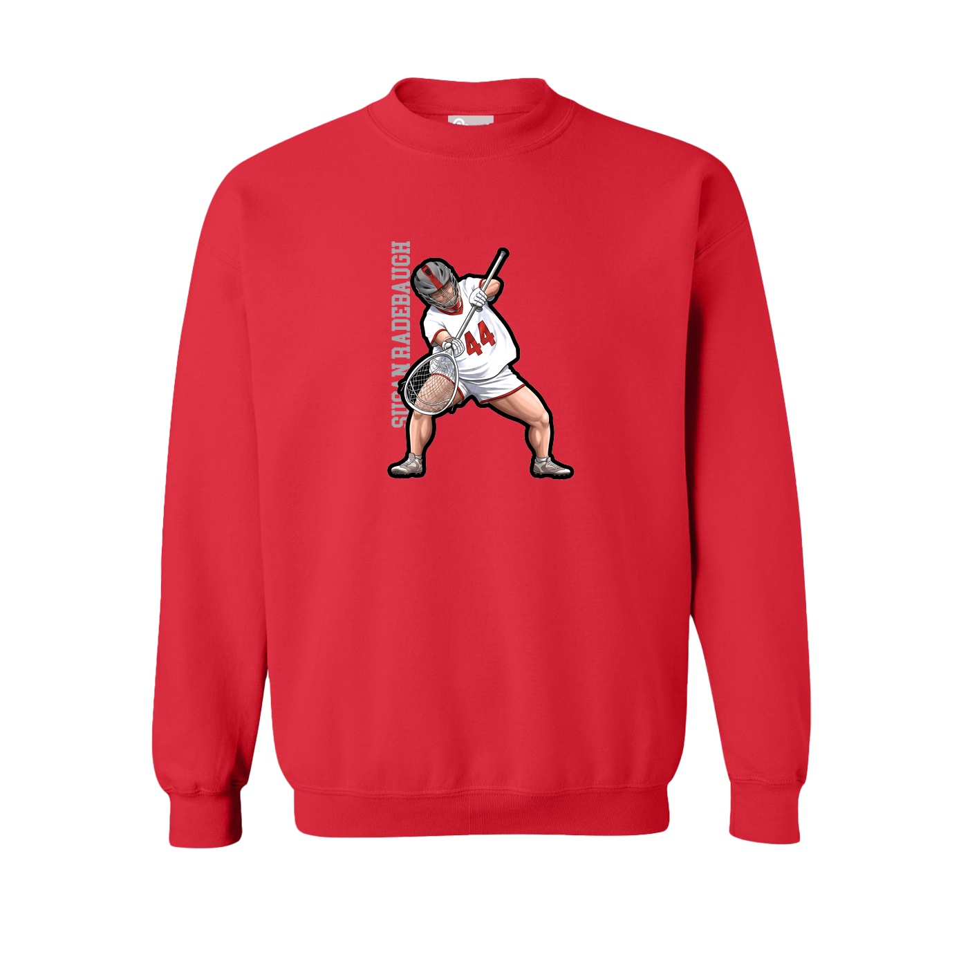 Fleece Crew — Name Vertical in Red
