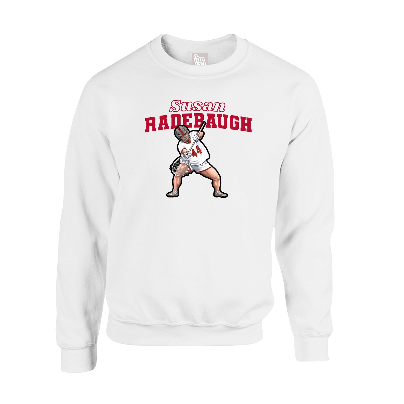 Fleece Crew — Name Arch in White