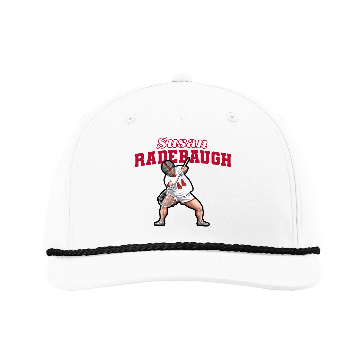 Five-Panel Classic Rope Cap — Name Arch in White